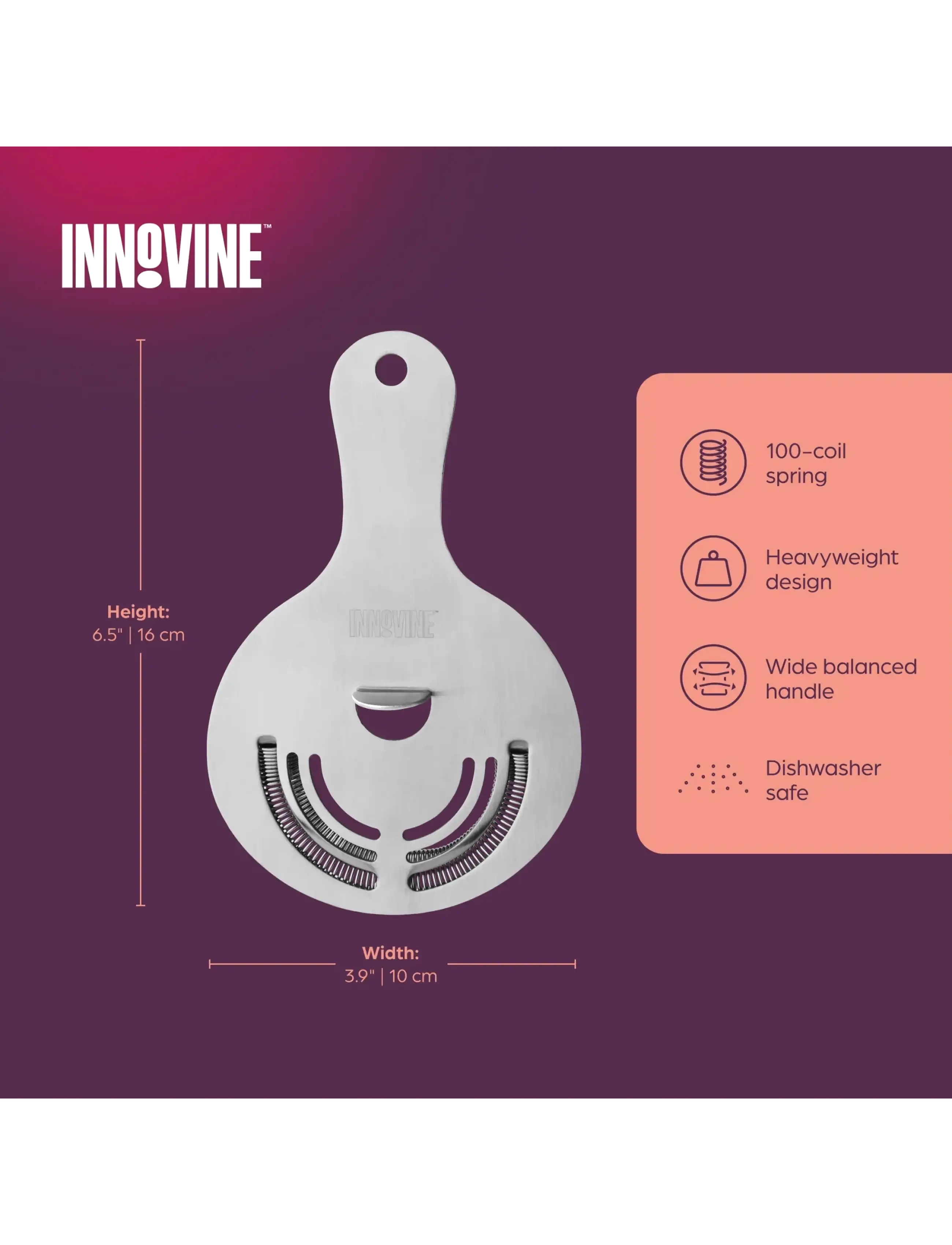 Innovine - Hawthorne Strainer by Innovine™ - shakers & cocktailtillbehör - silver - 2