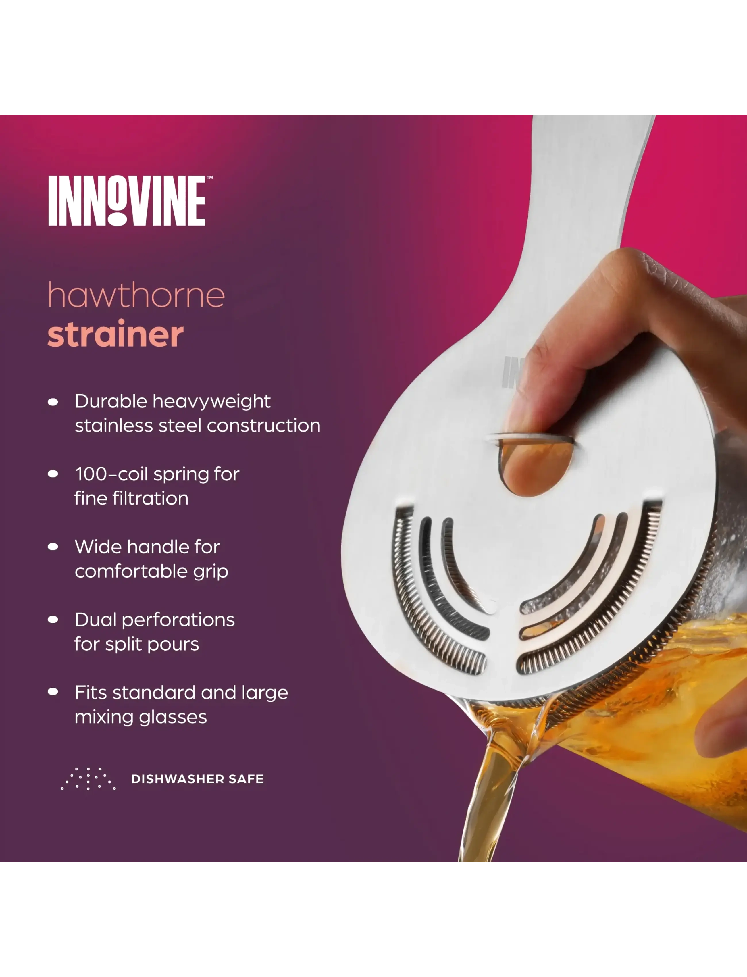 Innovine - Hawthorne Strainer by Innovine™ - shakers & cocktailtillbehör - silver - 3