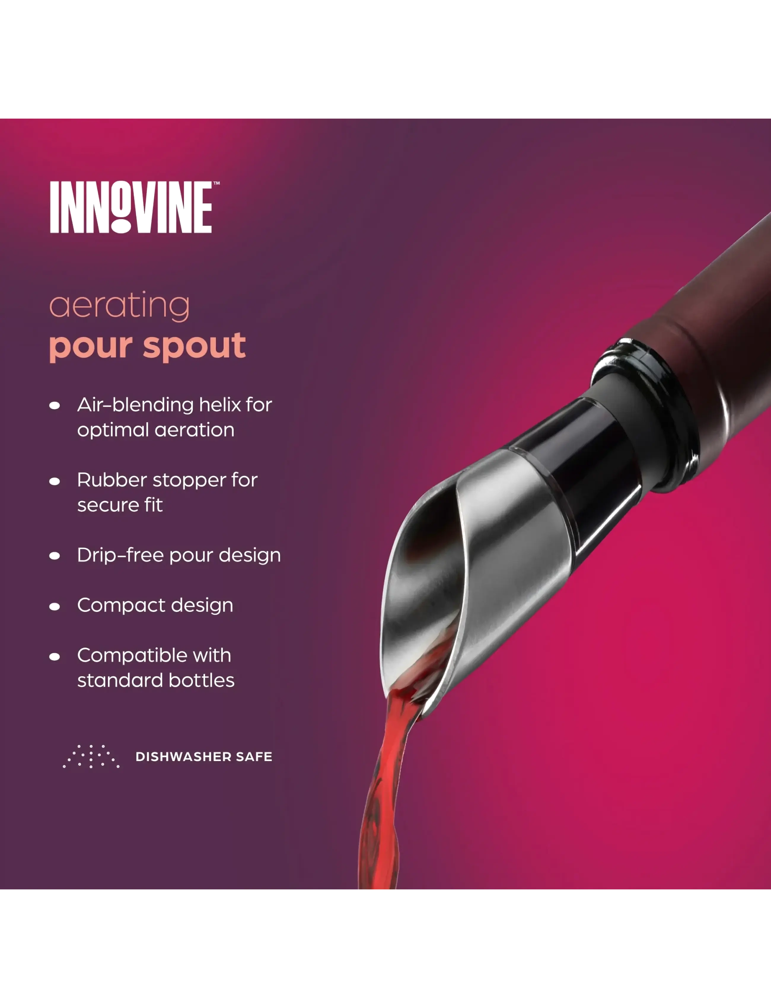 Innovine - Aerating Pour Spout in Graphite by Innovine™ - flasköppnare & vinförslutare - grey - 2