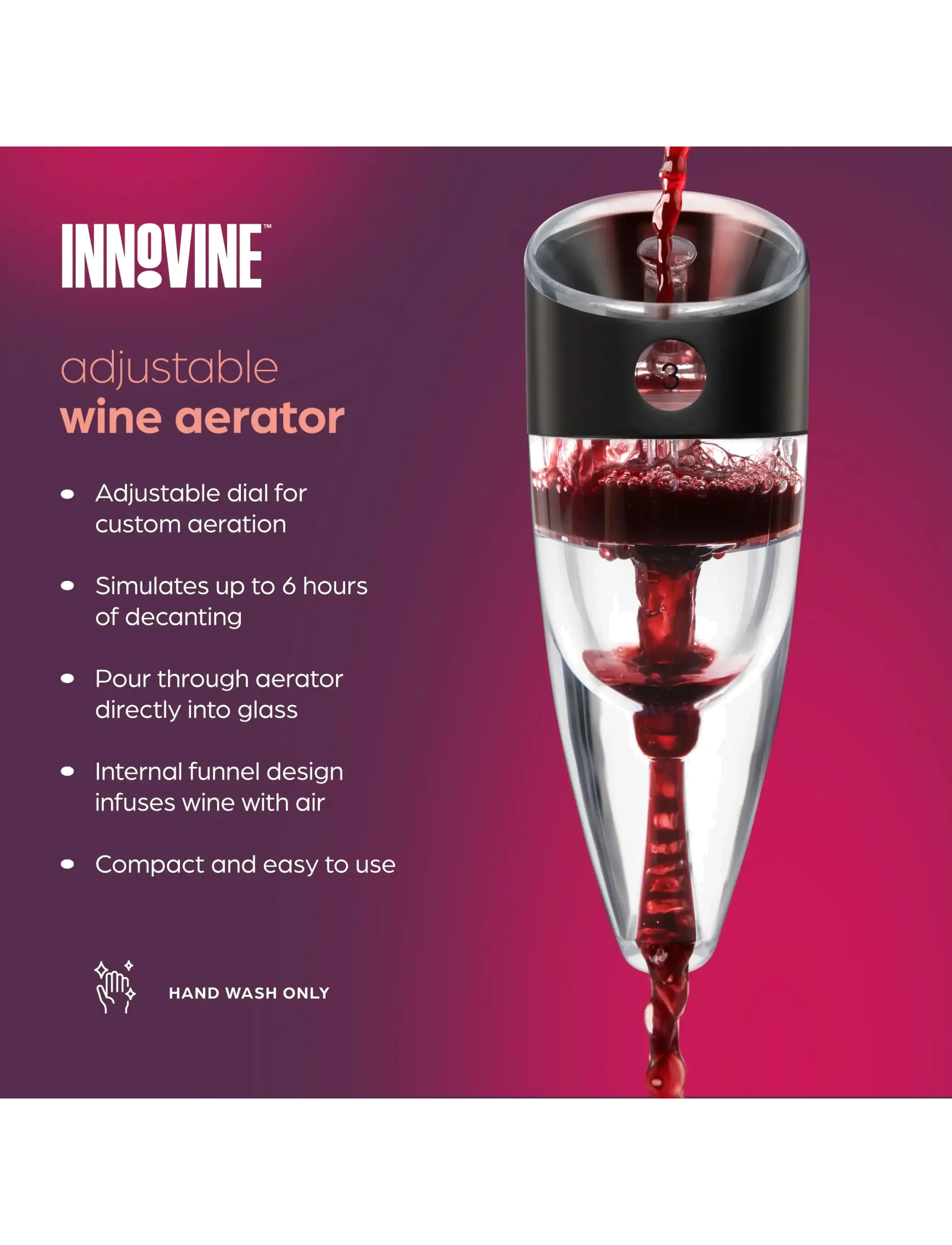 Innovine - Adjustable Wine Aerator in Graphite by Innovine™ - flasköppnare & vinförslutare - grey - 3