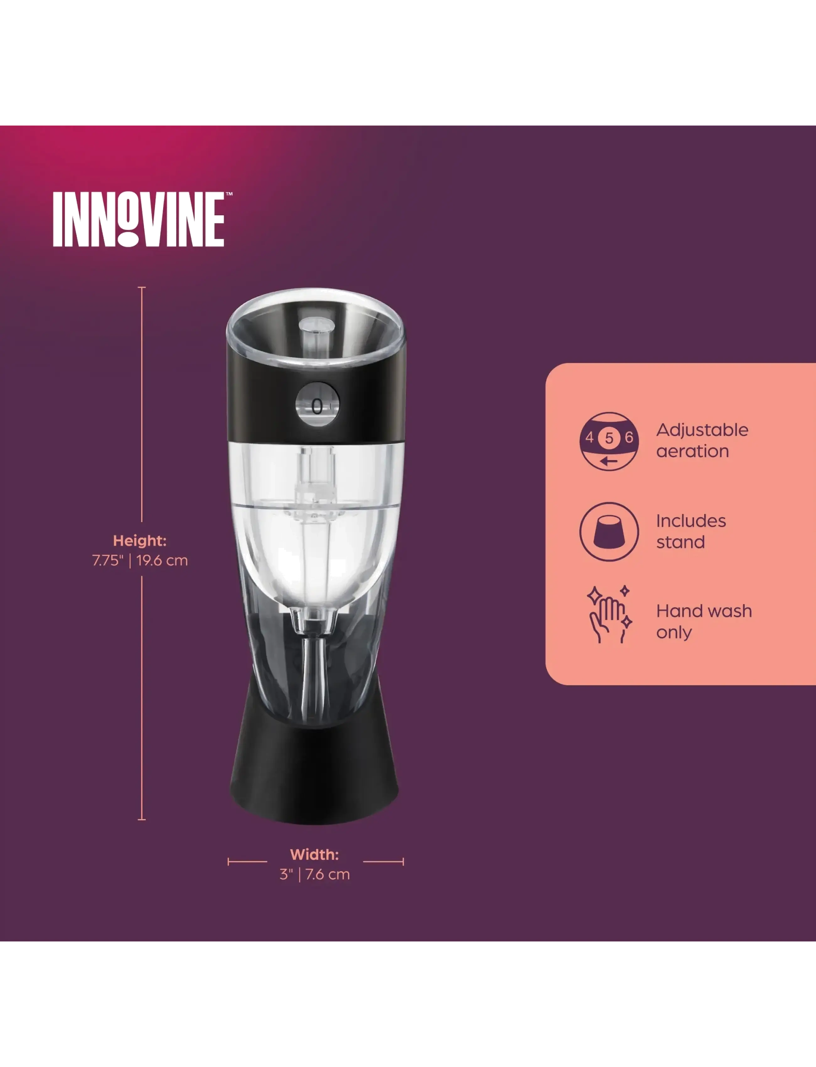 Innovine - Adjustable Wine Aerator in Graphite by Innovine™ - flasköppnare & vinförslutare - grey - 4