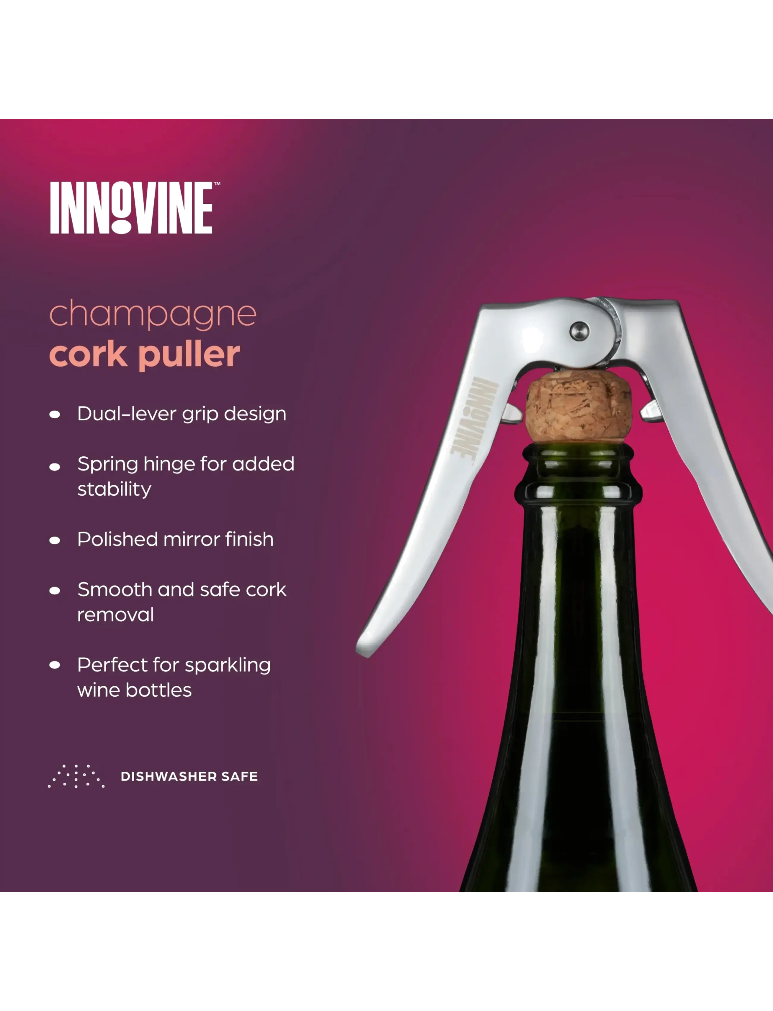 Innovine - Champagne Cork Puller by Innovine™ - flasköppnare & vinförslutare - silver - 3