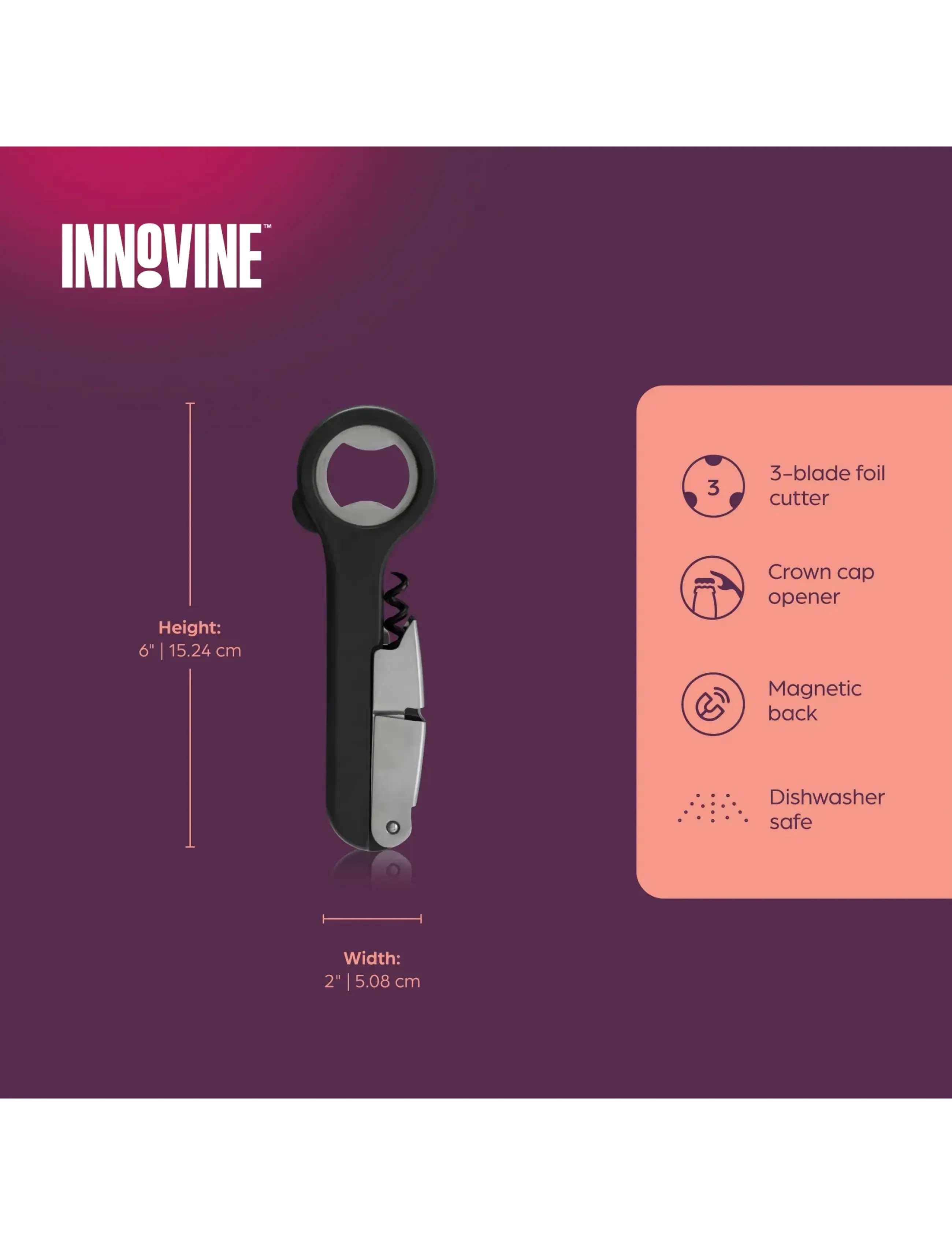 Innovine - Professional Corkscrew by Innovine™ - flasköppnare & vinförslutare - black - 2