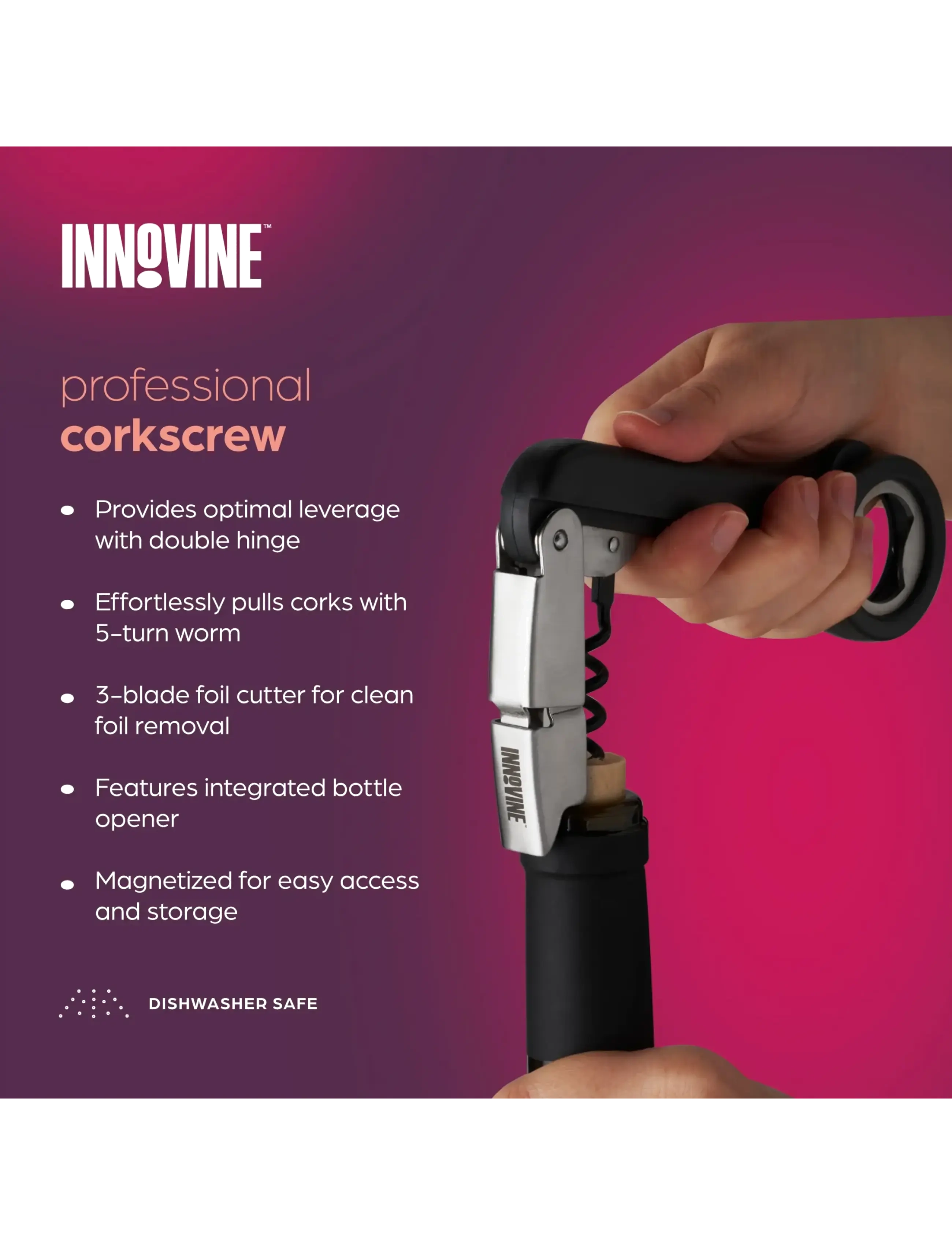 Innovine - Professional Corkscrew by Innovine™ - flasköppnare & vinförslutare - black - 3