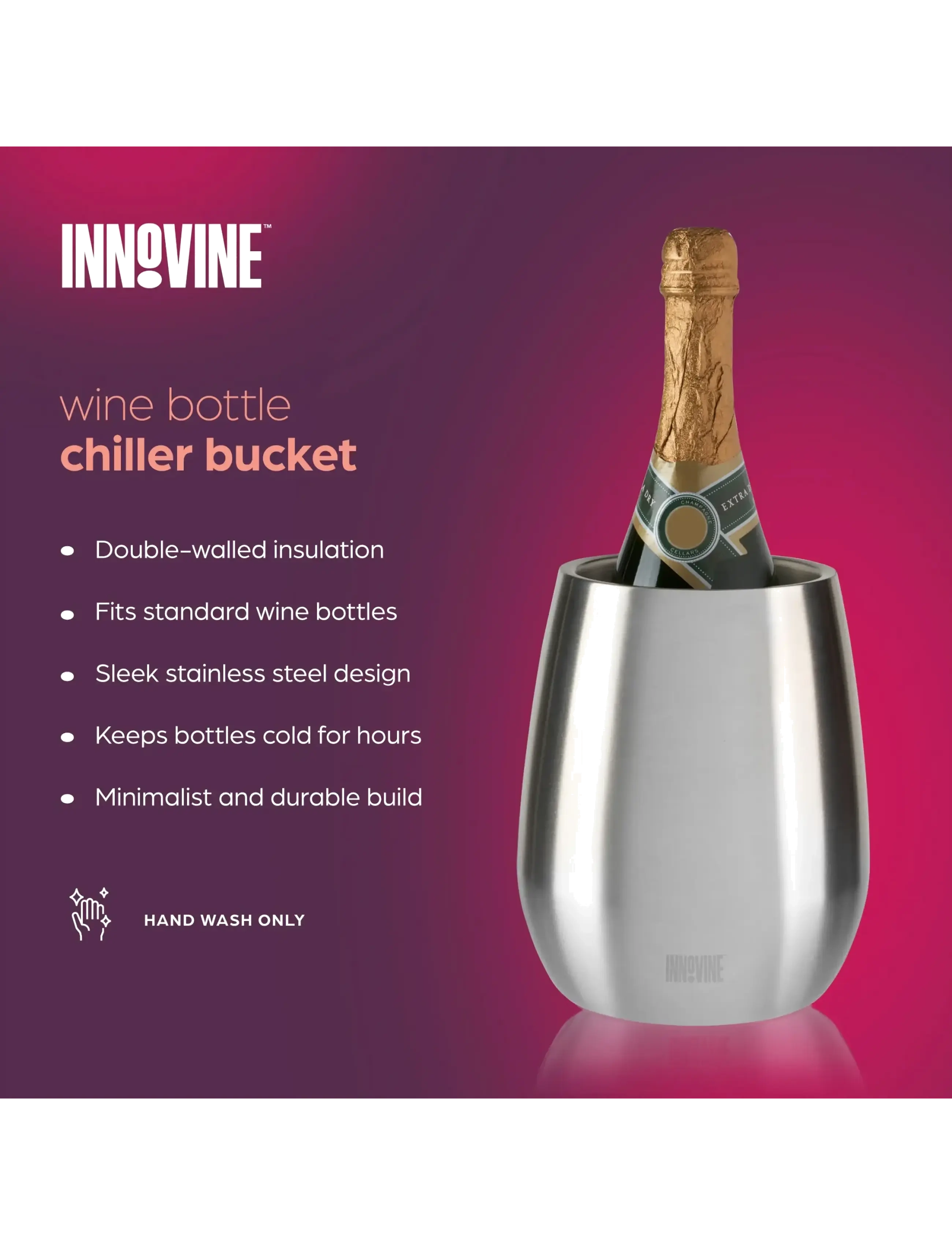 Innovine - Classic Wine Bottle Chiller Bucket by Innovine™ - flaskkylare - silver - 2