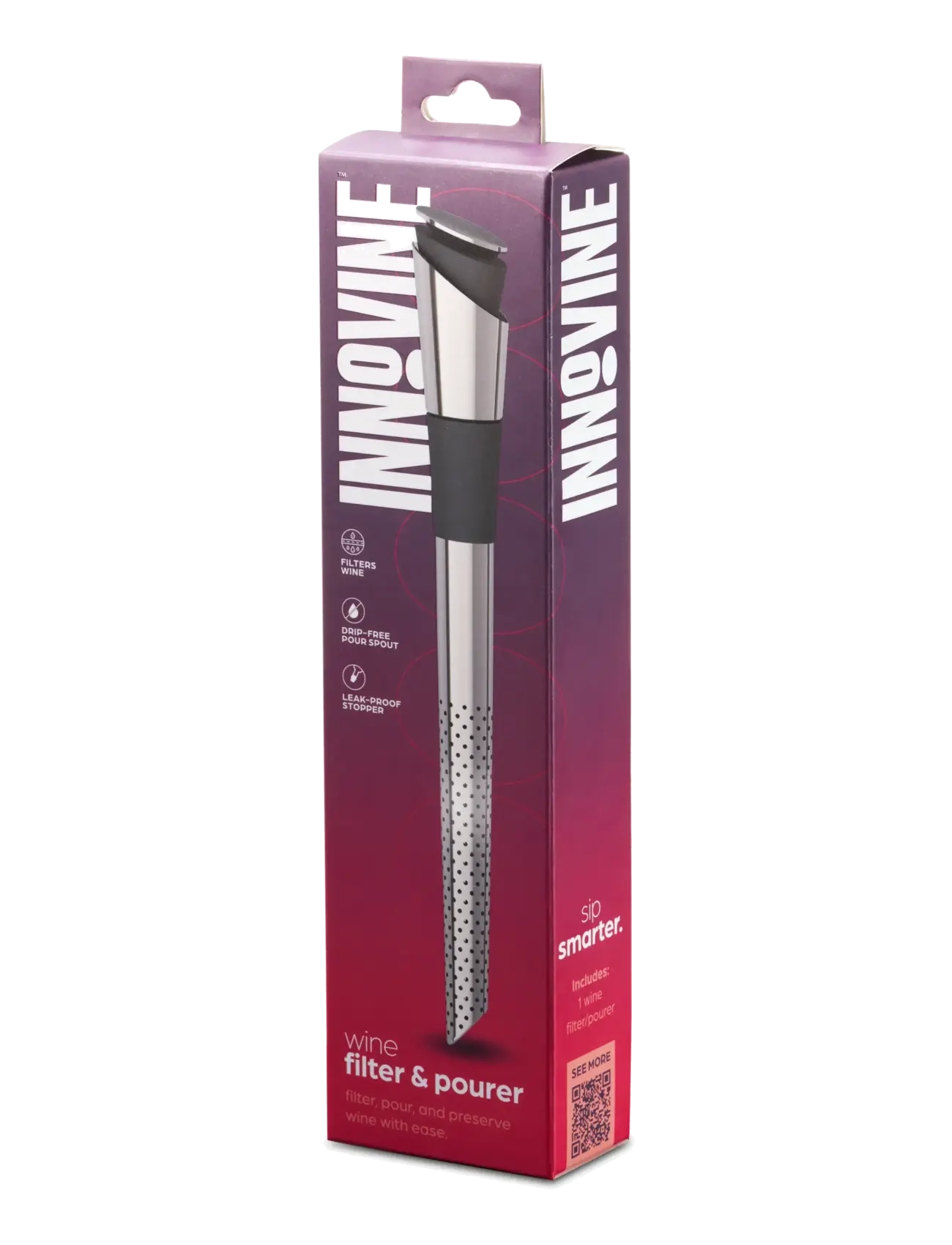 Innovine - Wine Pourer and Filter by Innovine™ - flasköppnare & vinförslutare - silver - 4