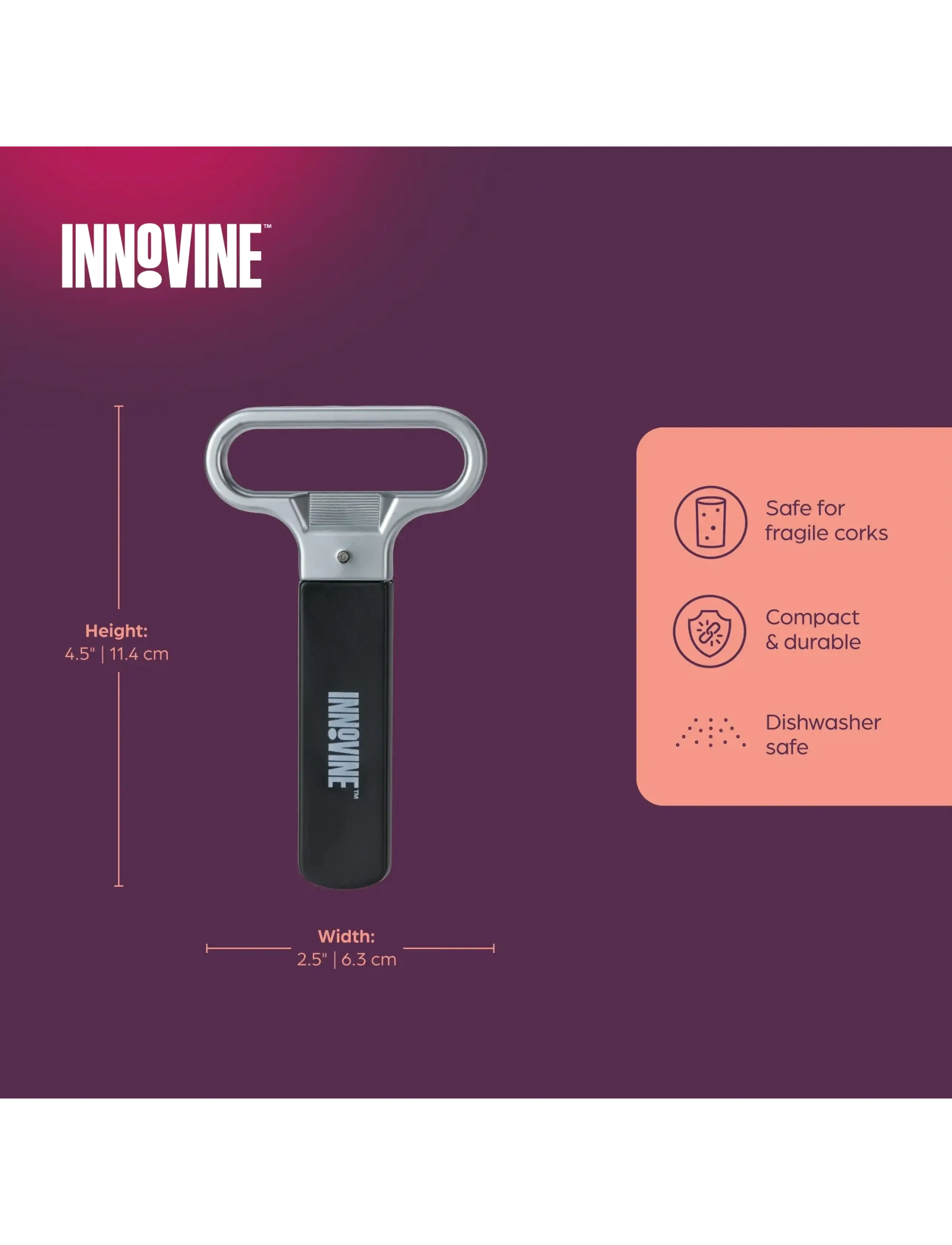 Innovine - 2 Prong Corkscrew by Innovine™ - flasköppnare & vinförslutare - black - 3