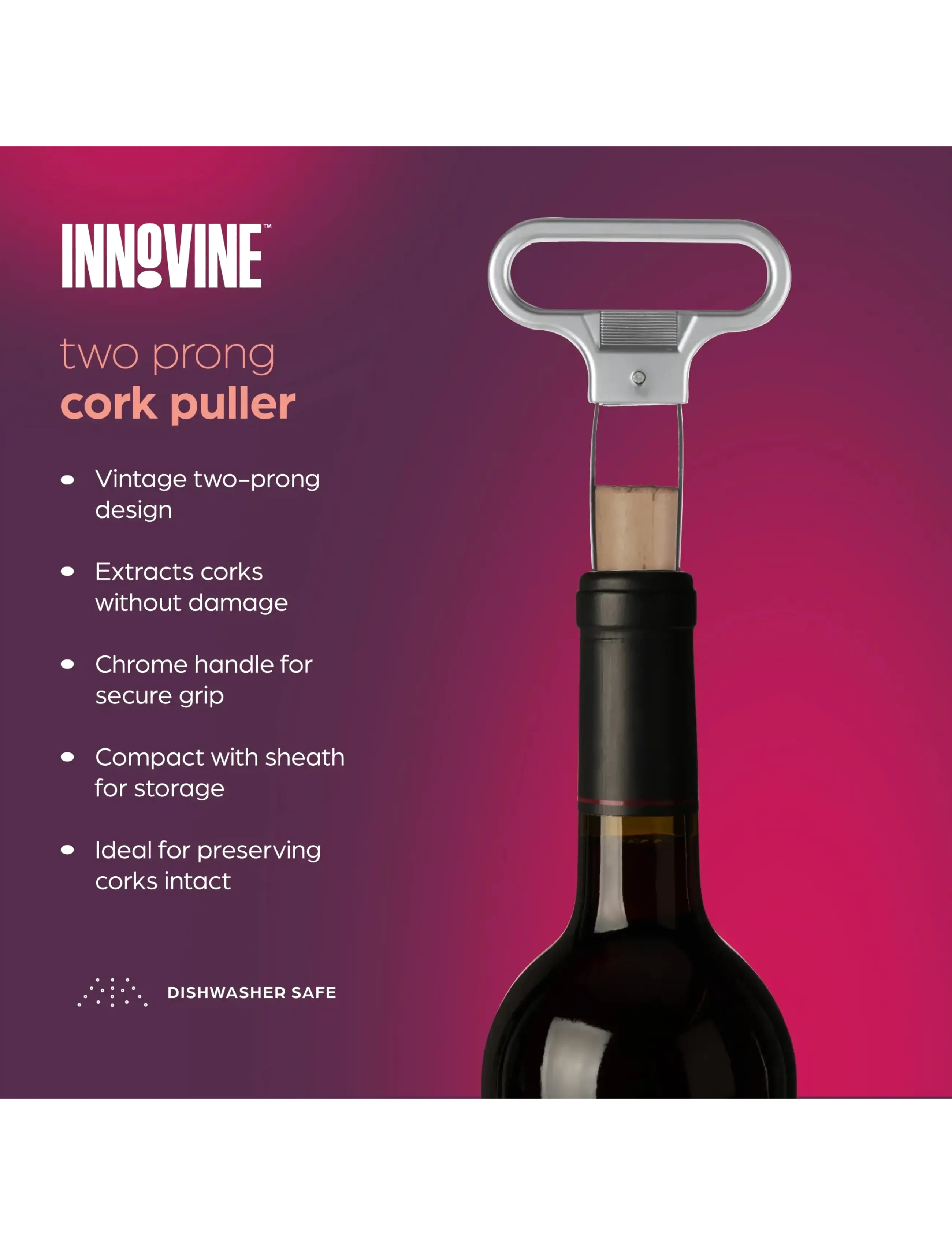 Innovine - 2 Prong Corkscrew by Innovine™ - flasköppnare & vinförslutare - black - 5