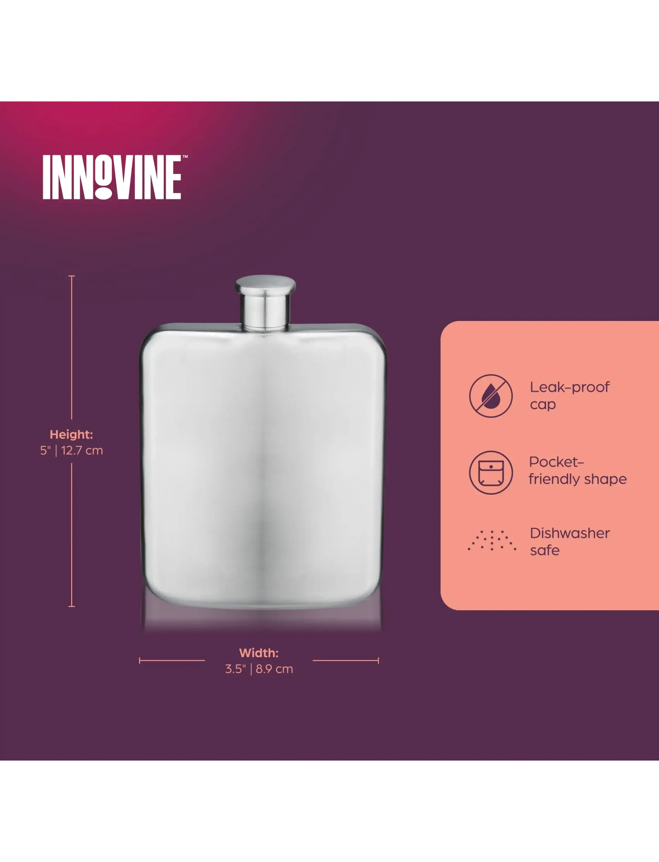 Innovine - Classic Flask by Innovine™ - shakers & cocktailtillbehör - silver - 2