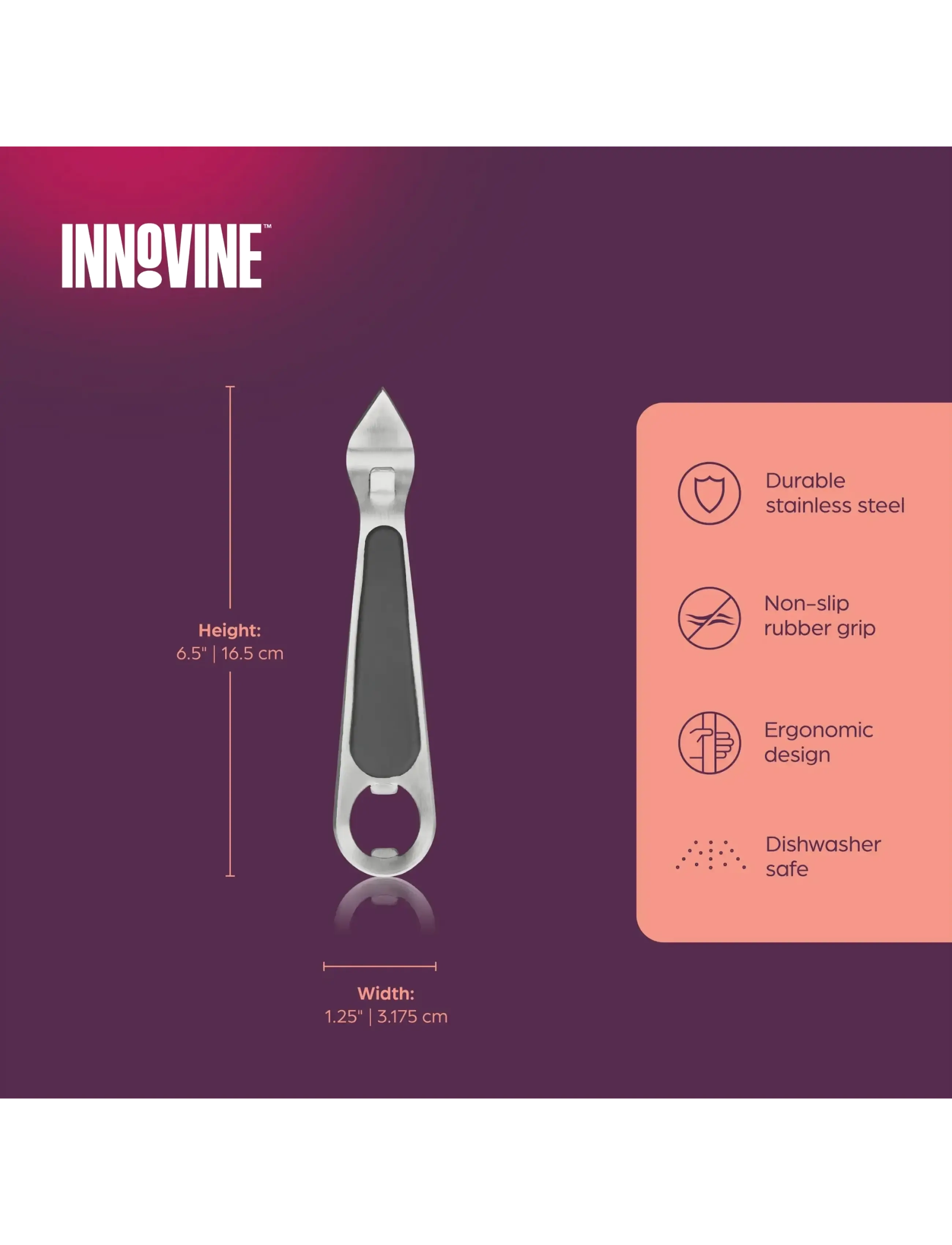 Innovine - Bottle Opener by Innovine™ - flasköppnare & vinförslutare - silver - 2