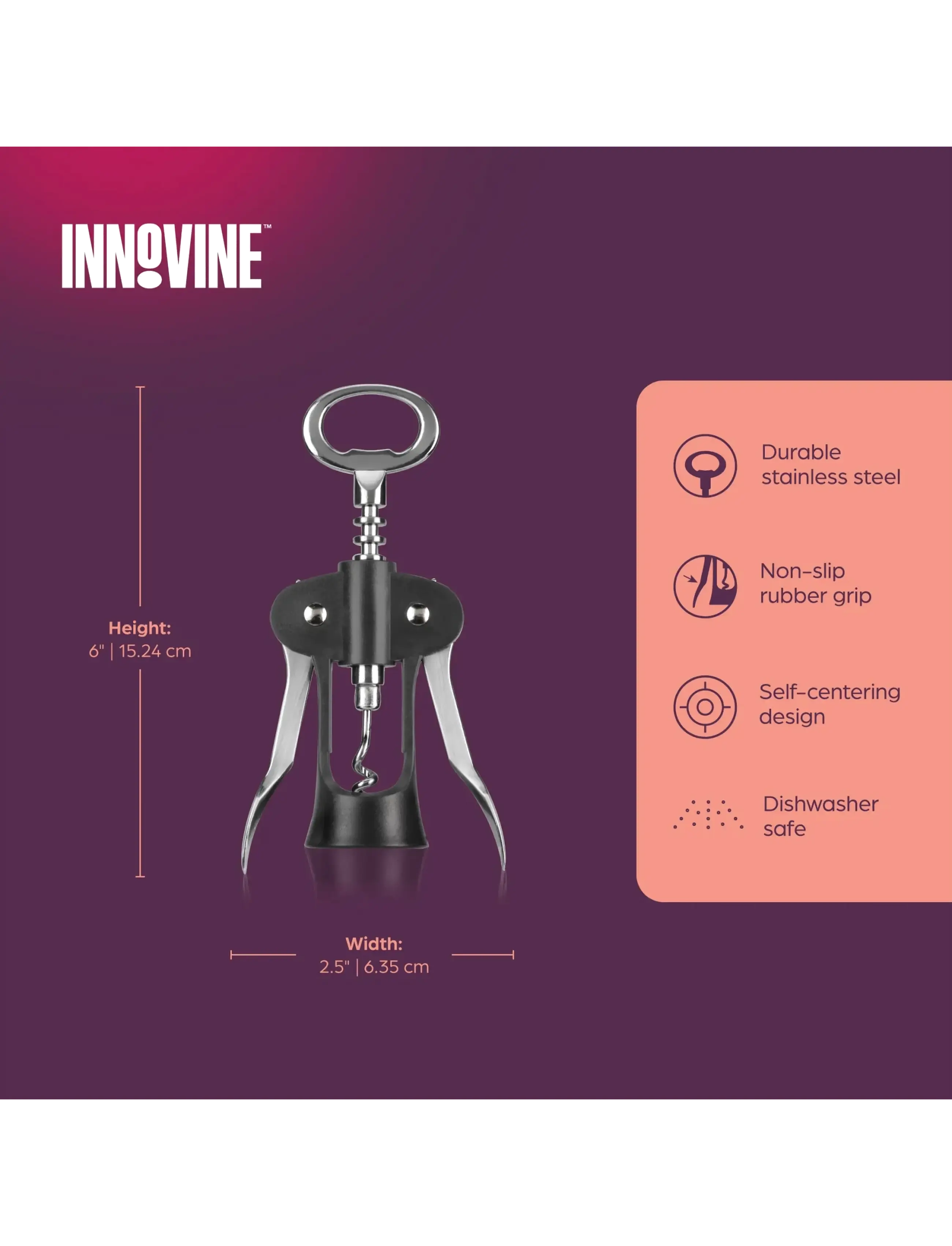 Innovine - Classic Winged Corkscrew by Innovine™ (Casa ONLY) - flasköppnare & vinförslutare - black - 2