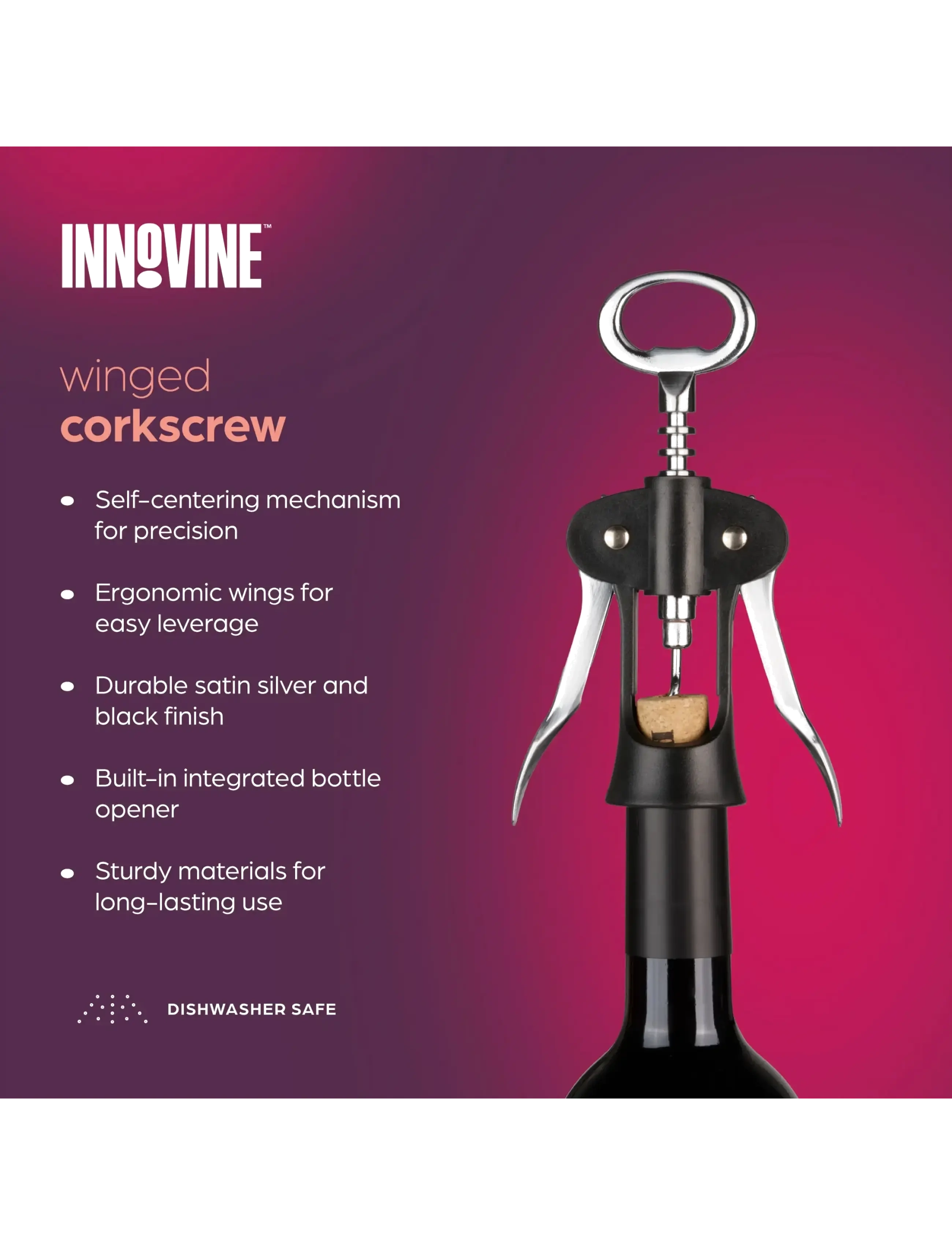 Innovine - Classic Winged Corkscrew by Innovine™ (Casa ONLY) - flasköppnare & vinförslutare - black - 4