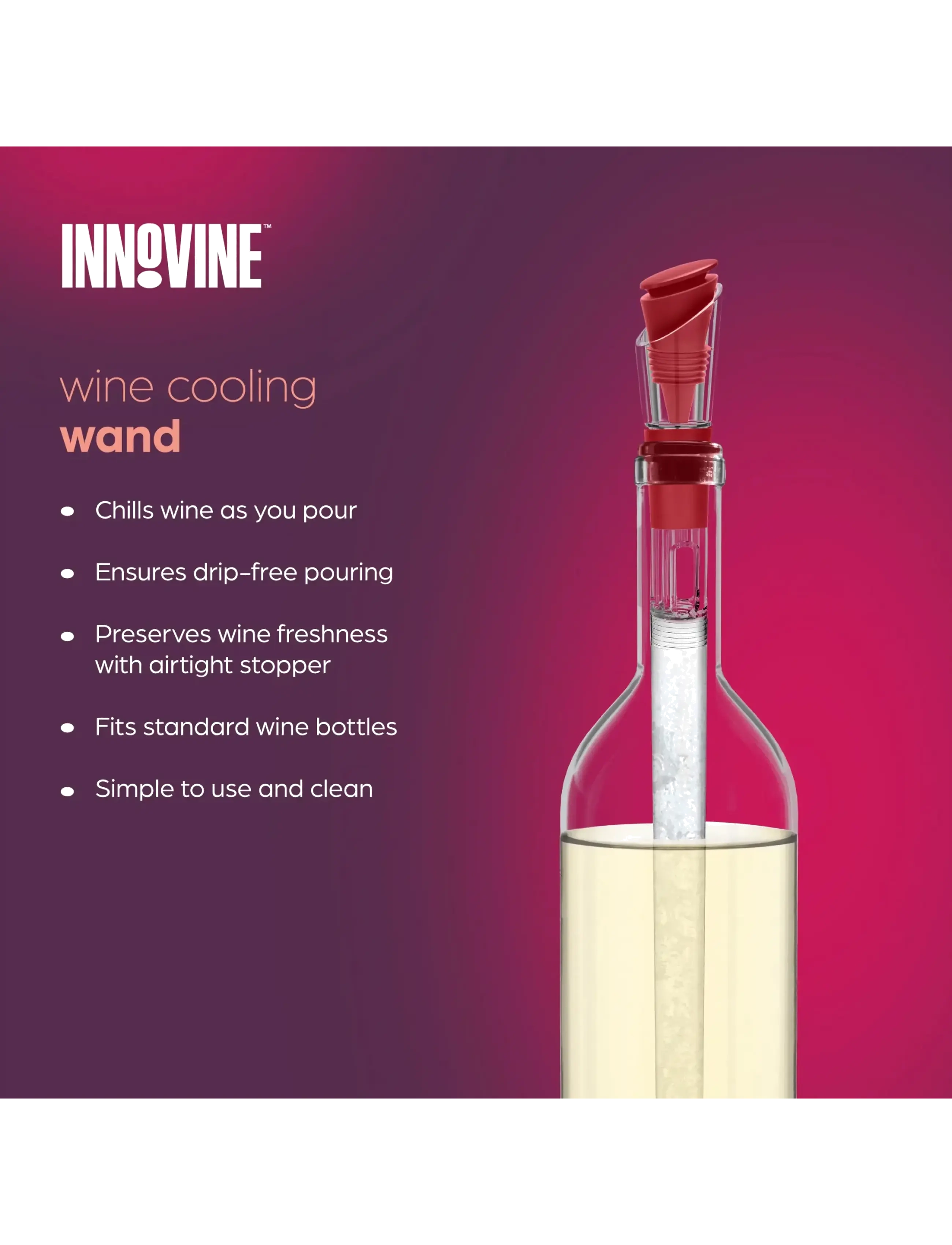 Innovine - Wine Cooling Wand in Raspberry by Innovine™ - flaskkylare - red - 2