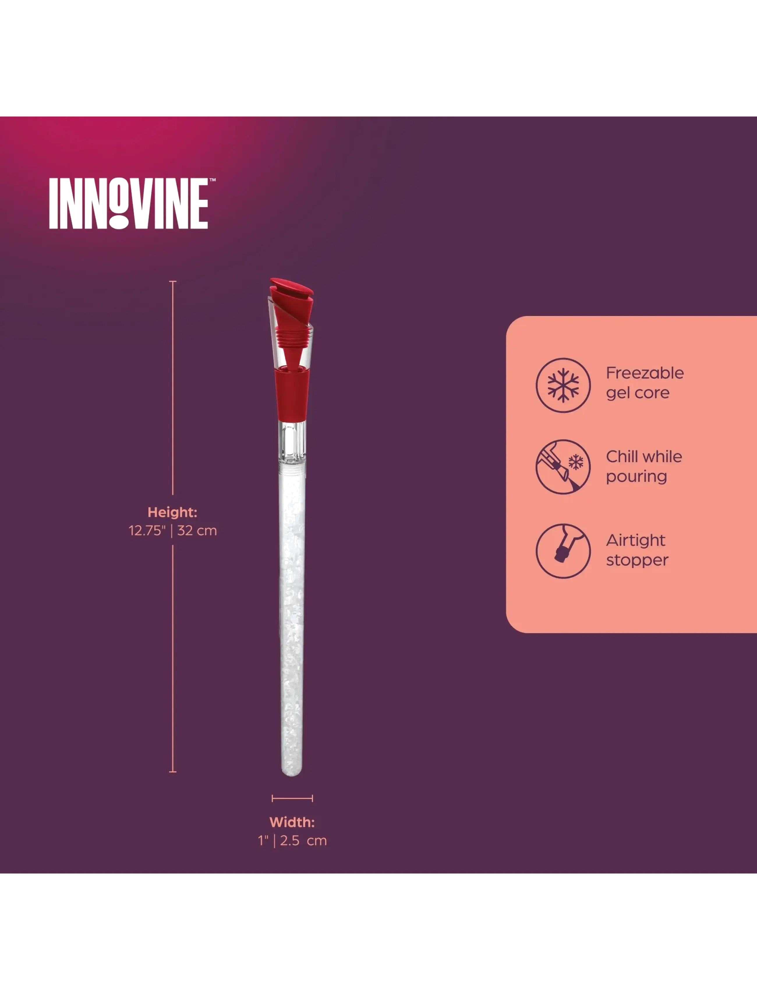 Innovine - Wine Cooling Wand in Raspberry by Innovine™ - flaskkylare - red - 3