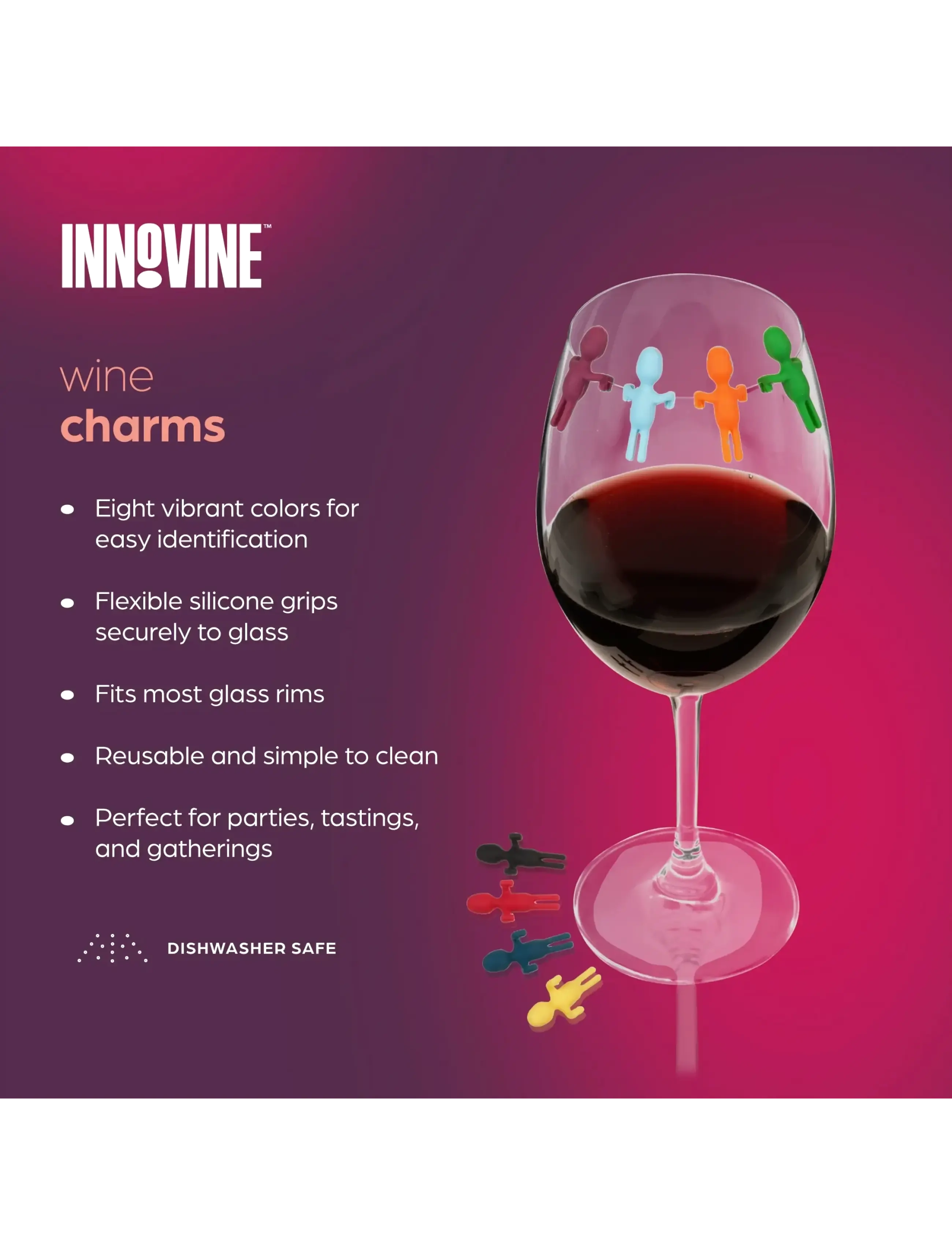 Innovine - Silicone Wine Charms (set of 8) by Innovine™ - flasköppnare & vinförslutare - multi - 2