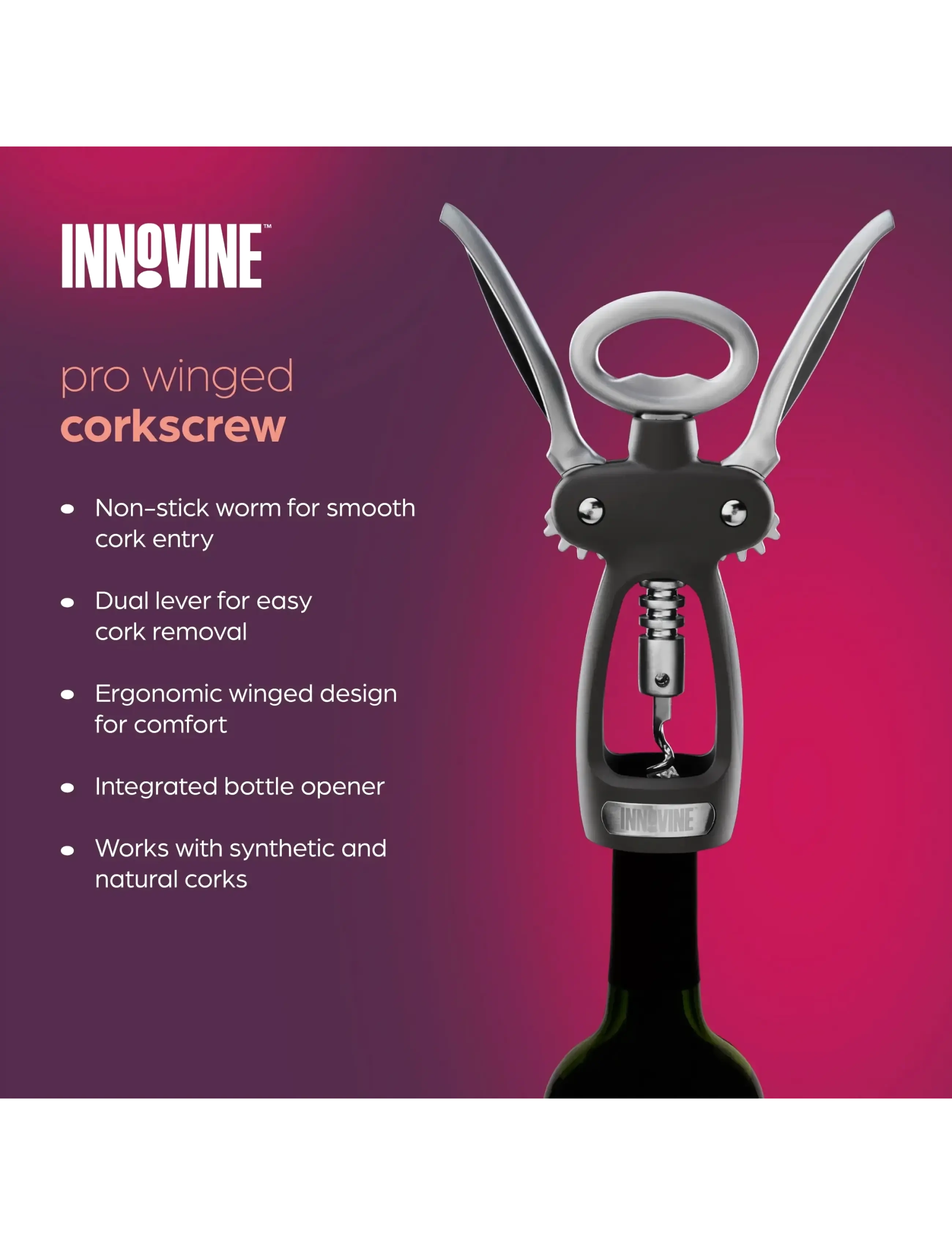 Innovine - Pro Winged Corkscrew 3-Piece Gift Set by Innovine - flasköppnare & vinförslutare - black - 3