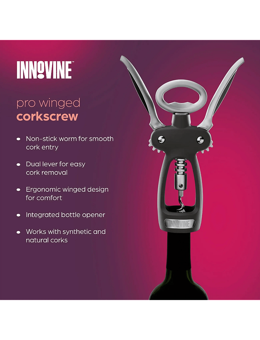 Innovine - Pro Winged Corkscrew 3-Piece Gift Set by Innovine - black - 3