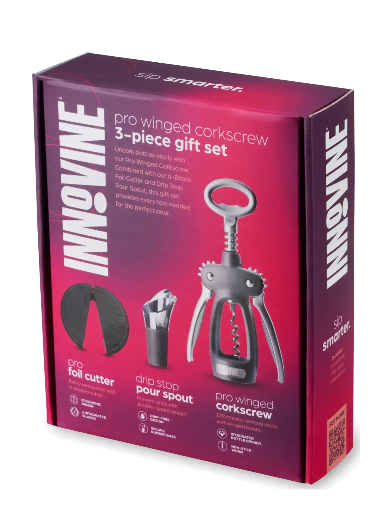 Innovine - Pro Winged Corkscrew 3-Piece Gift Set by Innovine - flasköppnare & vinförslutare - black - 4