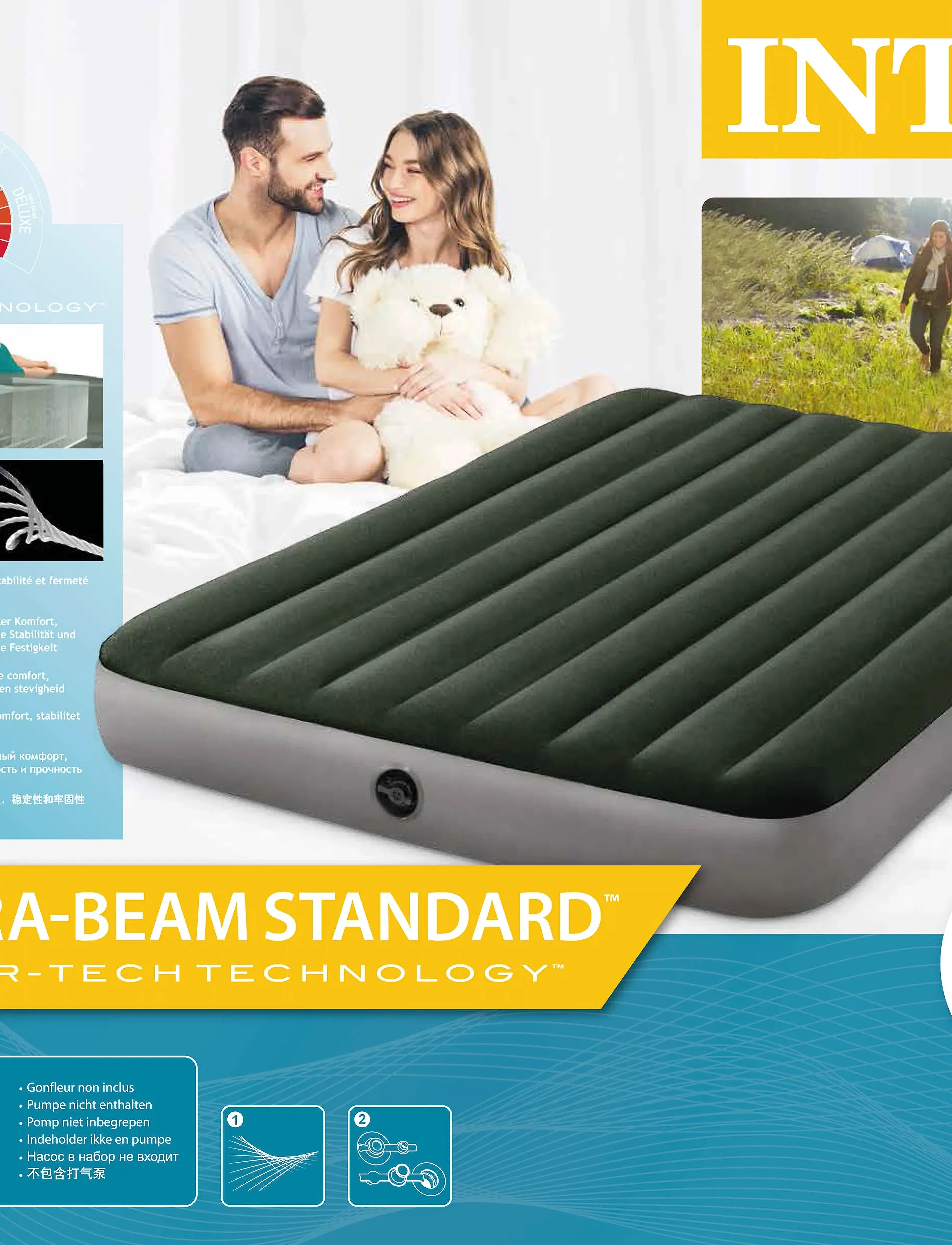 INTEX - INTEX Airbed Queen STANDARD SERIES - PRESTIGE DOWNY AIRBED 152x203x25cm inkl. batteripump - multi coloured - 4