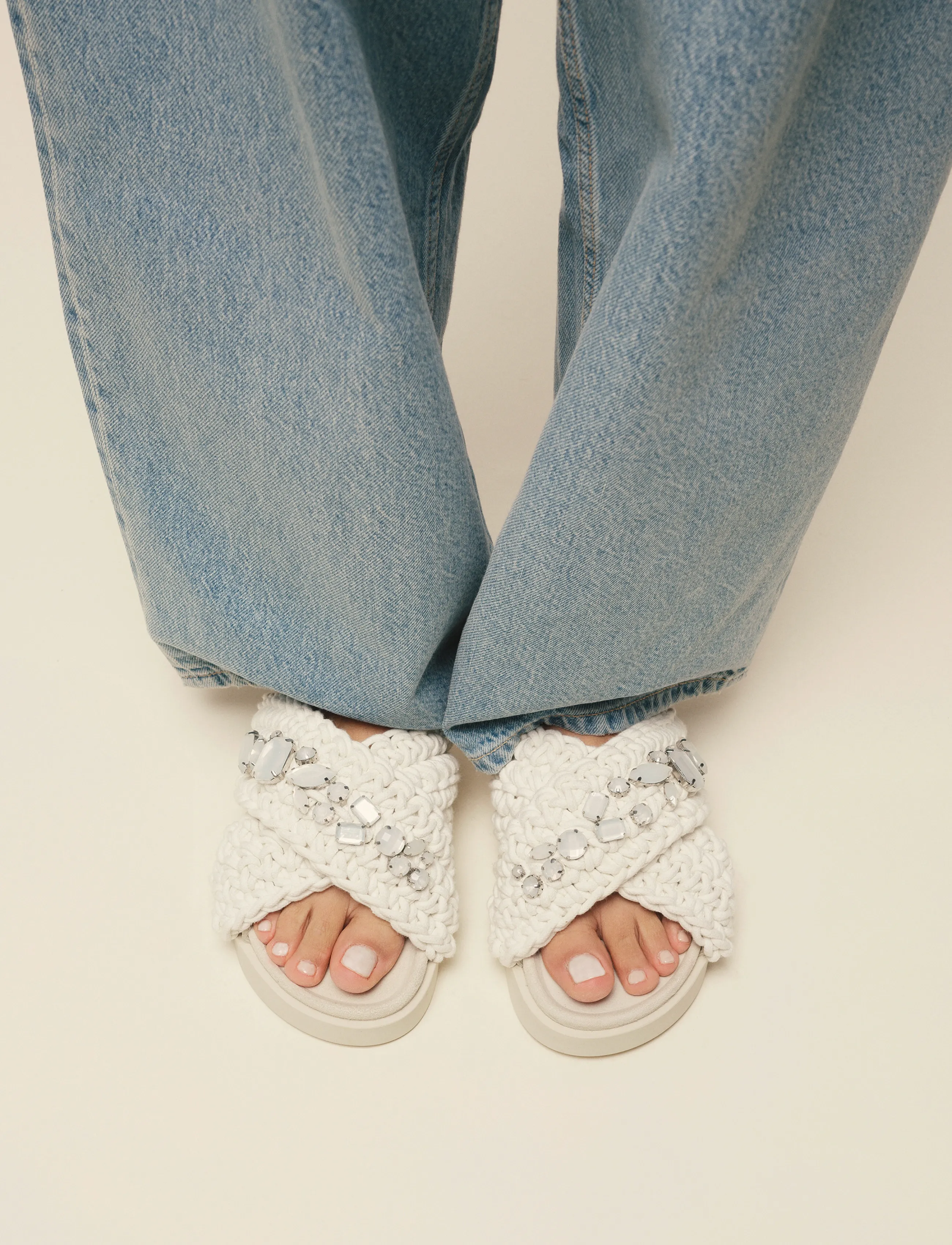 Inuikii Woven Stones, 41, White, Sandals > Platform Sandals, Dame