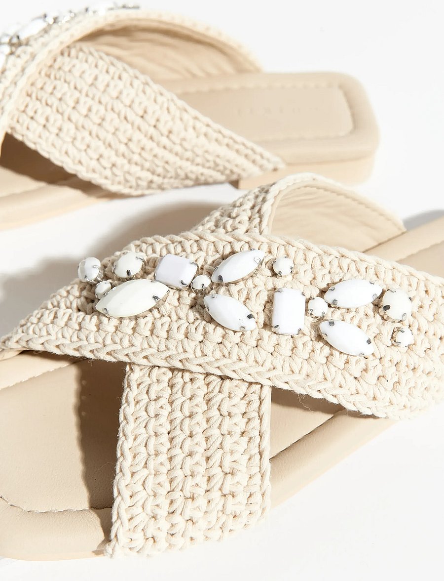 Inuikii - WOVEN CROSSED STONES - flat sandals - white - 2