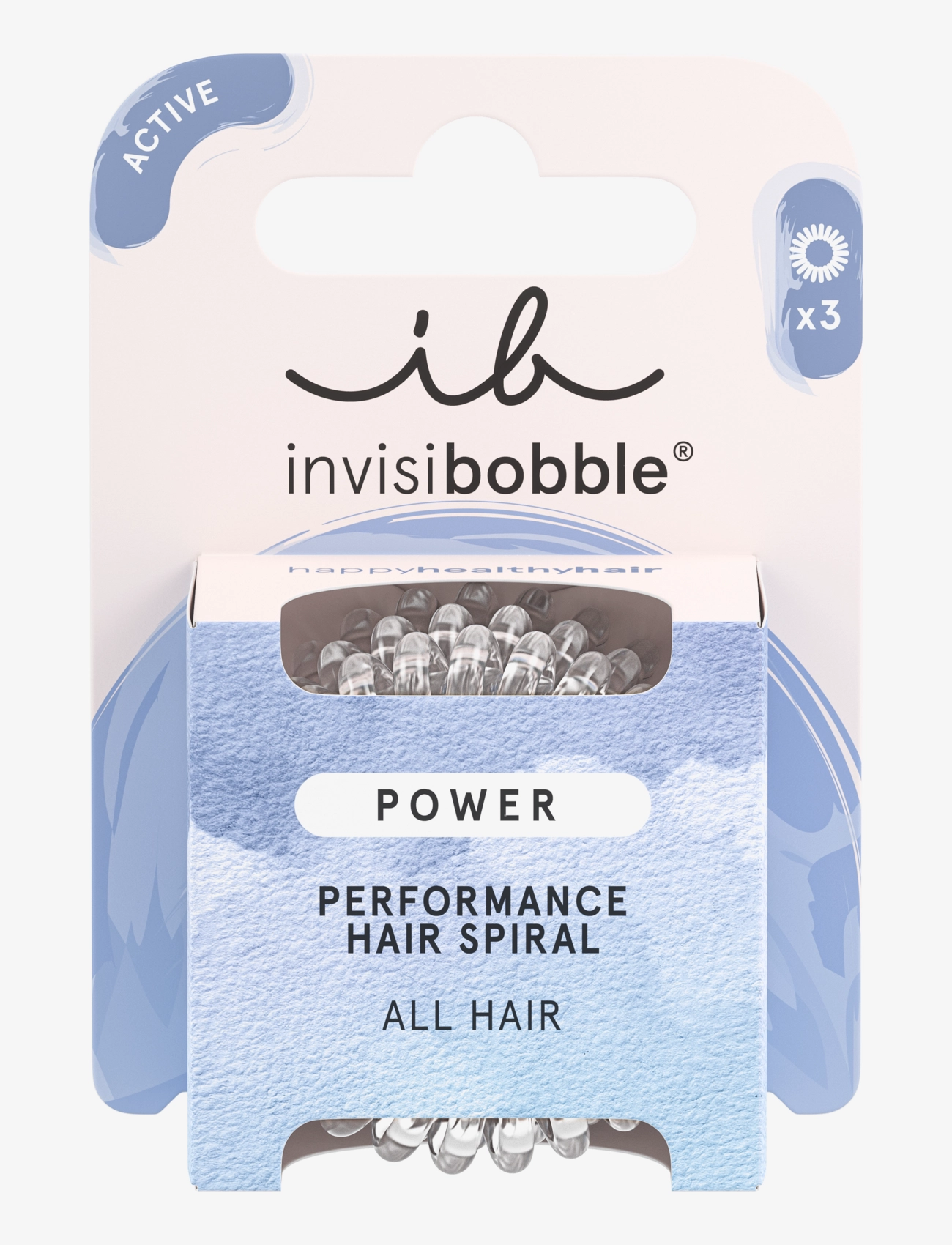 Invisibobble Power Crystal Clear 3Pc, Kvinder, Power Hårspiral, Nude, Str: 3 PCS