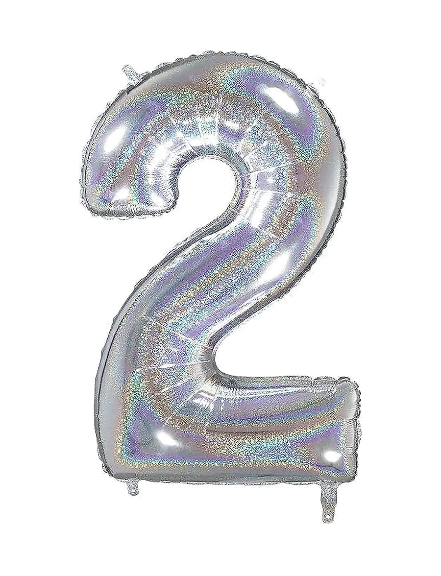 IPK - Number Foil 2 Hologram Silver 70 cm - partybedarf - multi color - 0