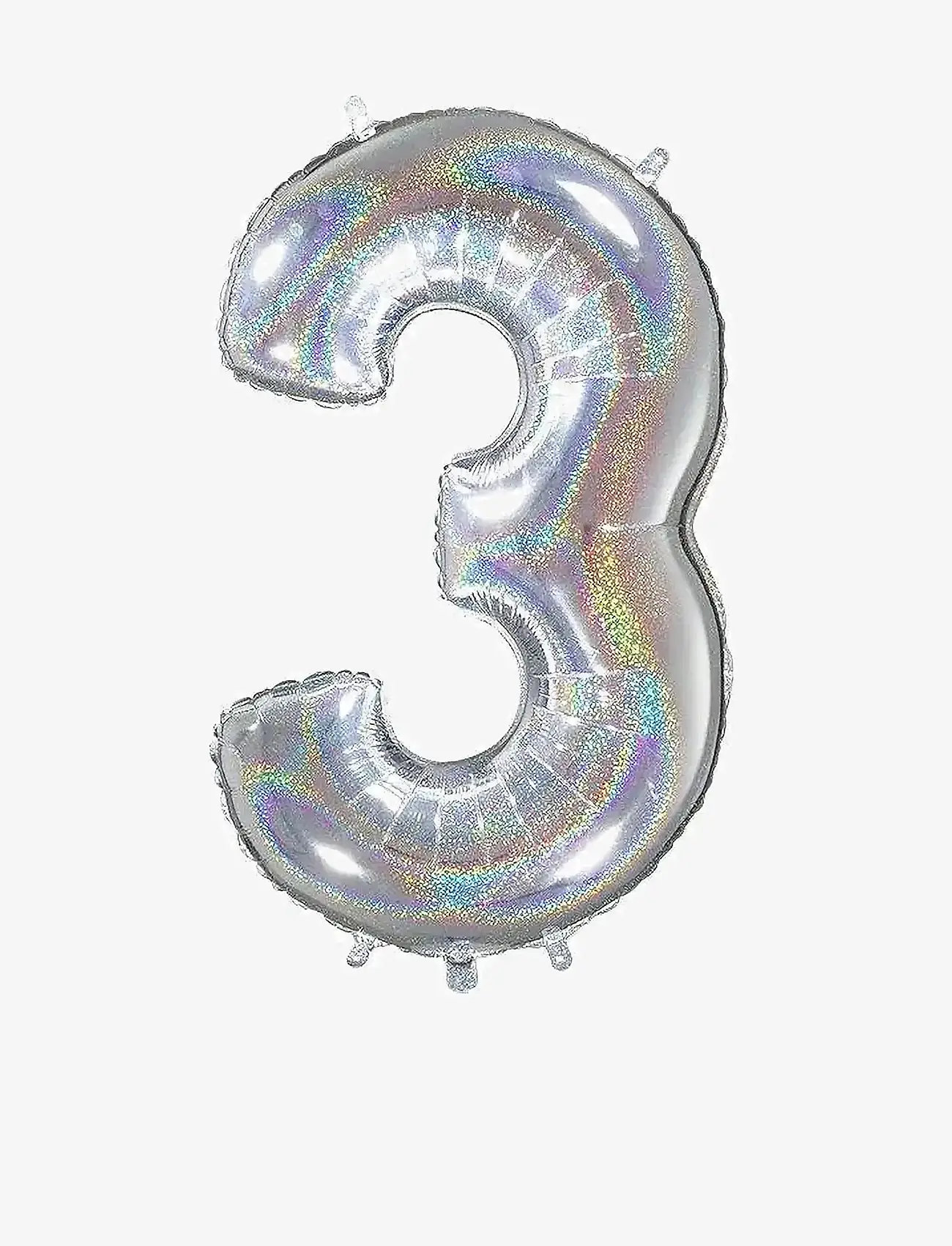 IPK - Number Foil 3 Hologram Silver 70 cm - party supplies - multi color - 0