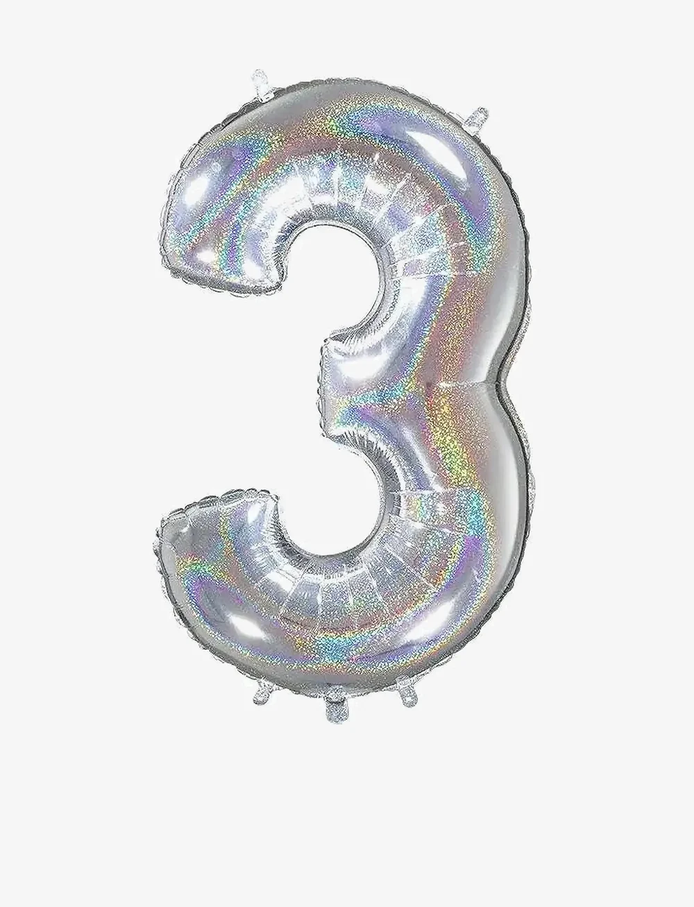 IPK - Number Foil 3 Hologram Silver 70 cm - partybedarf - multi color - 0