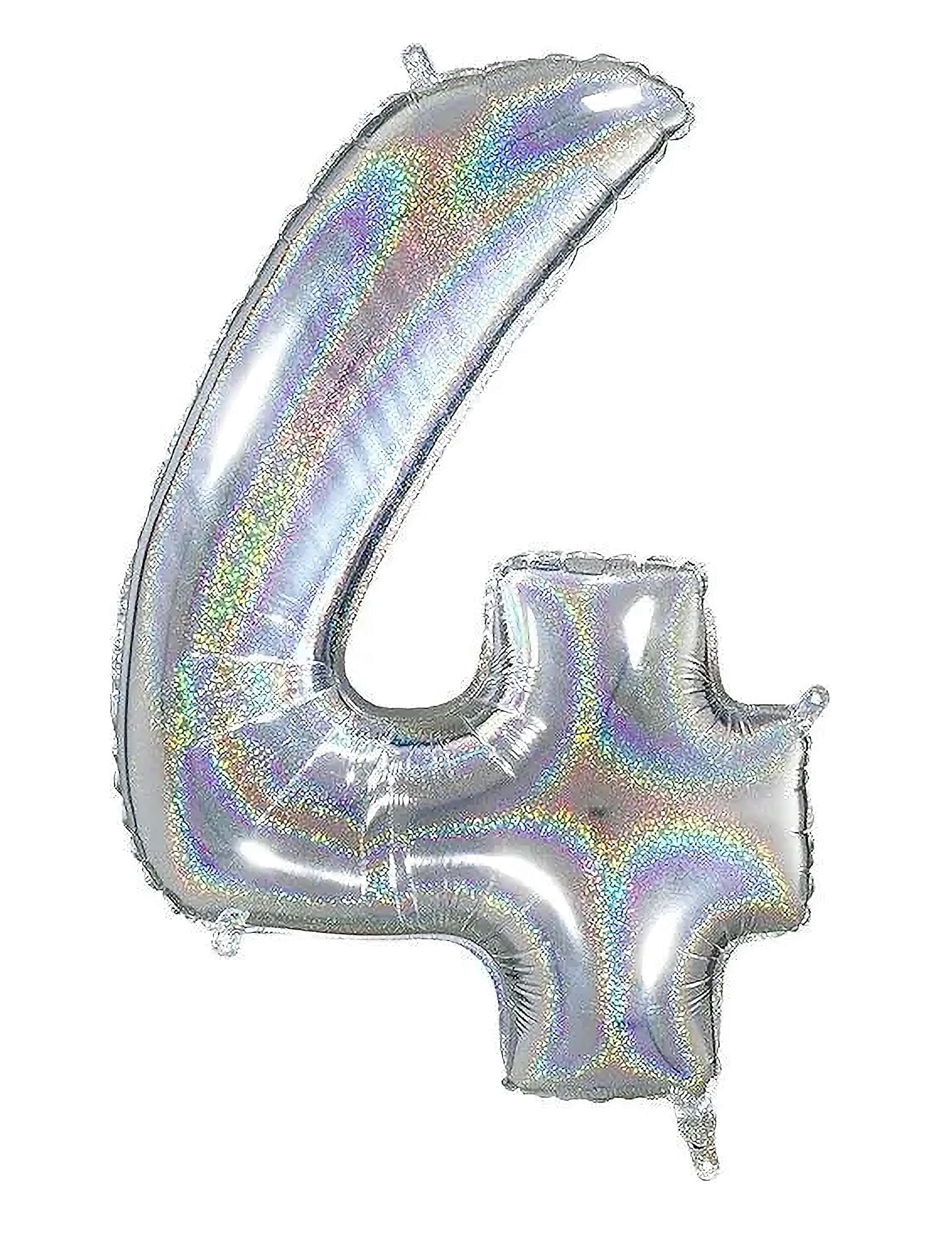 IPK Number Foil 4 Hologram Silver 70 cm - Children's birthday - MULTI COLOR / silver