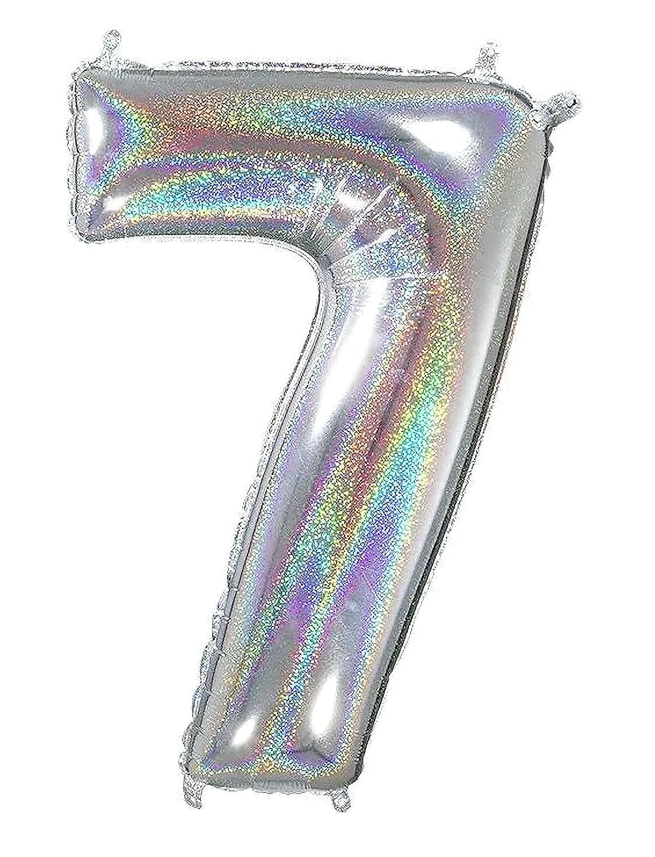 Number Foil 7 Hologram Silver 70 cm - MULTI COLOR