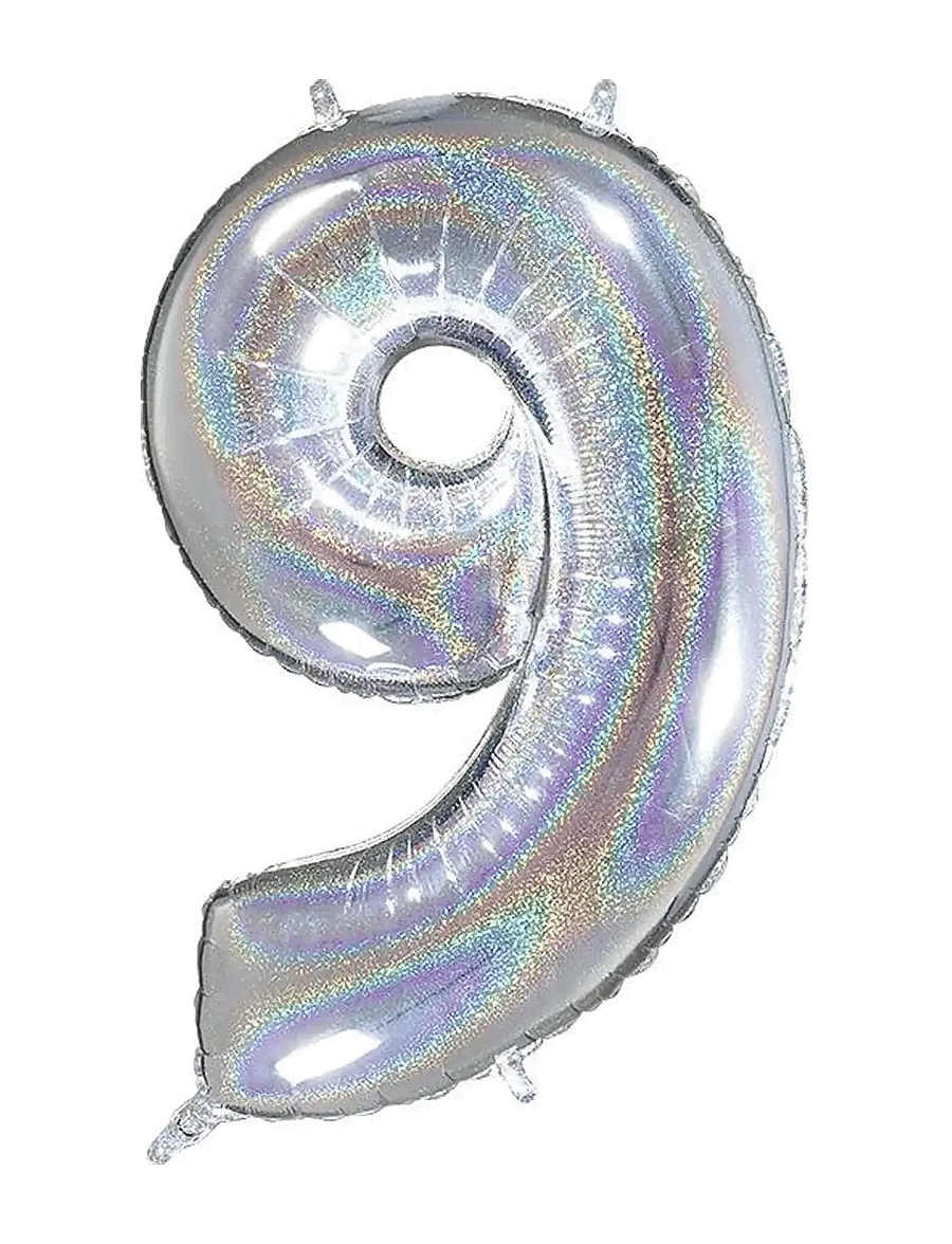 IPK - Number Foil 9 Hologram Silver 70 cm - partybedarf - multi color - 0