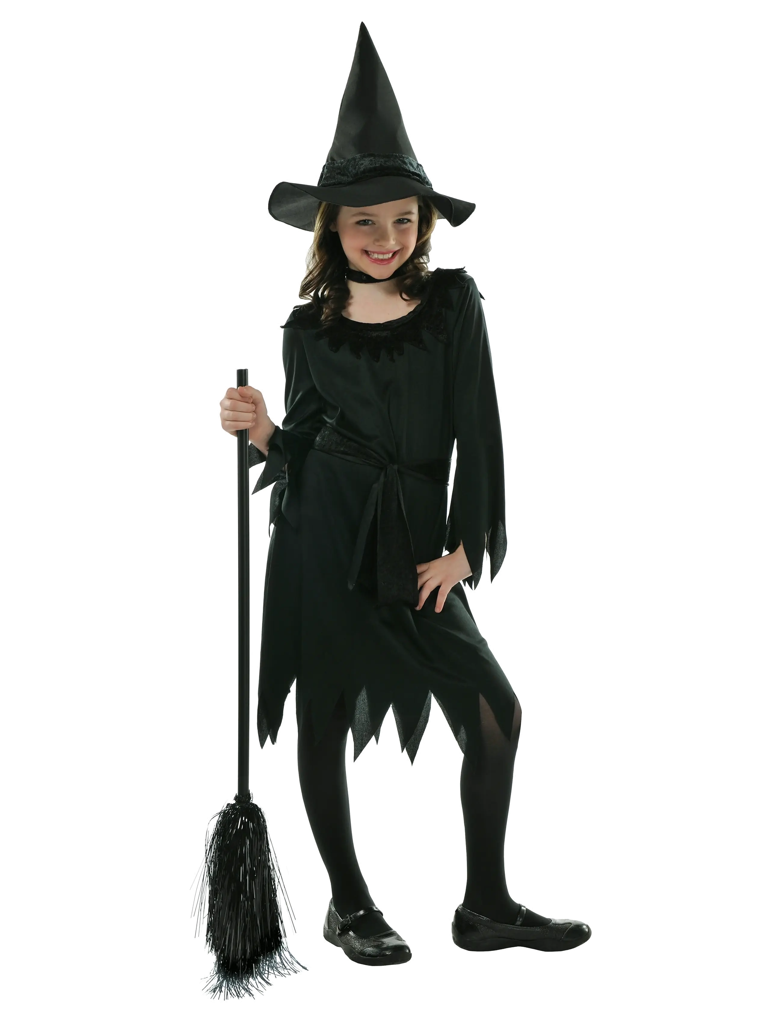 IPK Children's Witch Costume; Dress, Hat And Belt 104-114 Cm, 104/116 cm, Costumes & Accessories, Schwarz - Character Costumes, Kinder