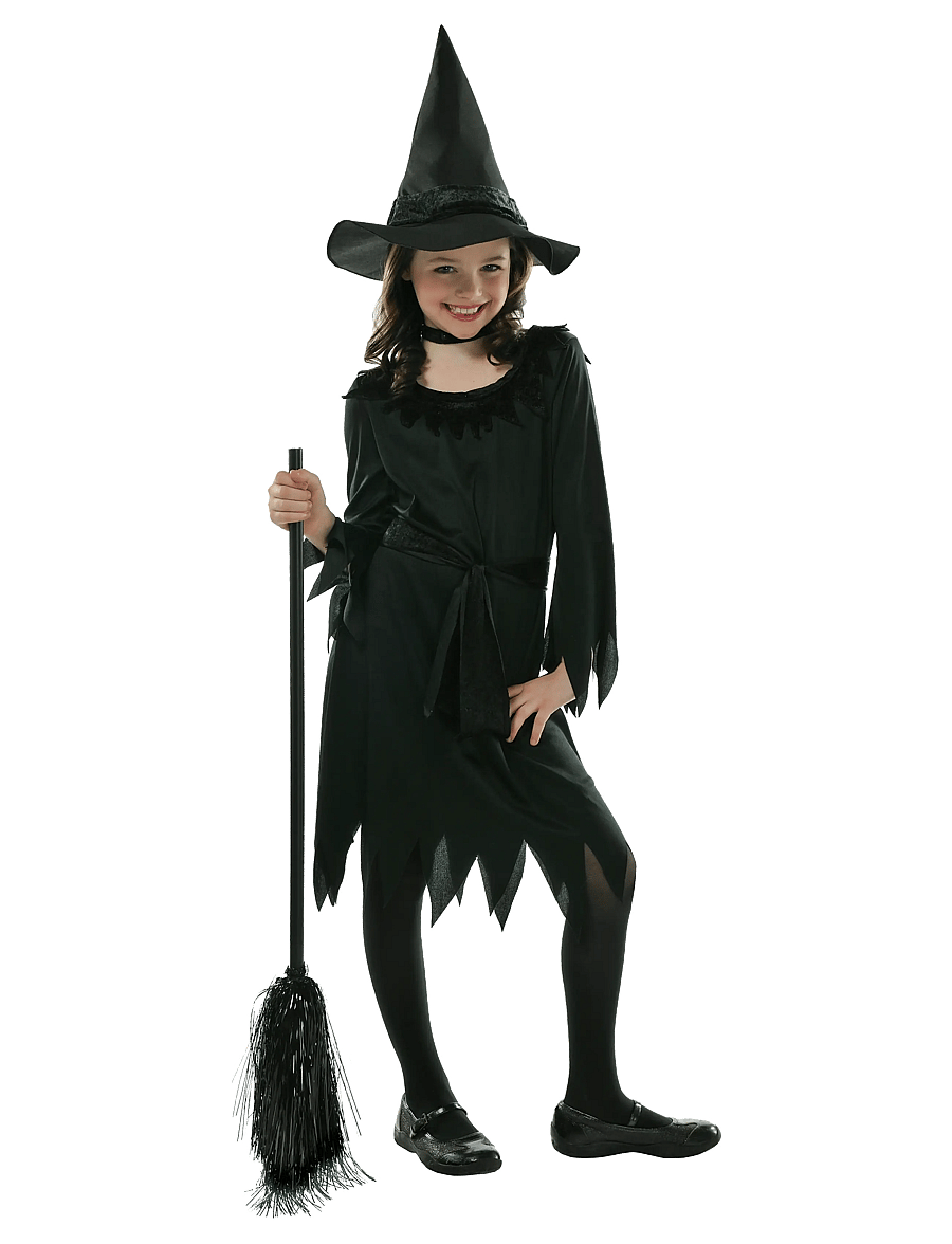IPK - Children's Witch Costume; Dress, Hat and Belt 128-134 cm - kostumer - multi color - 0