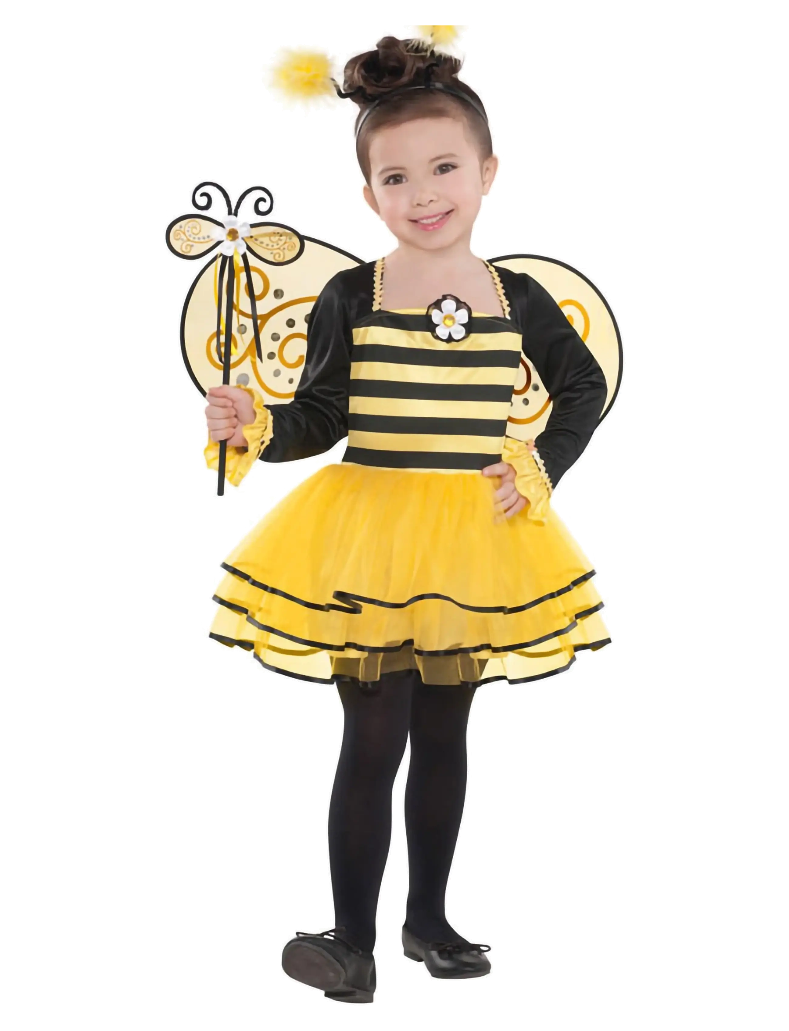 IPK Children's Bee Costume Set 104 Cm, Dress, Headband, Wings And Wand, 86/104 cm, Costumes & Accessories, Gelb - Kinder