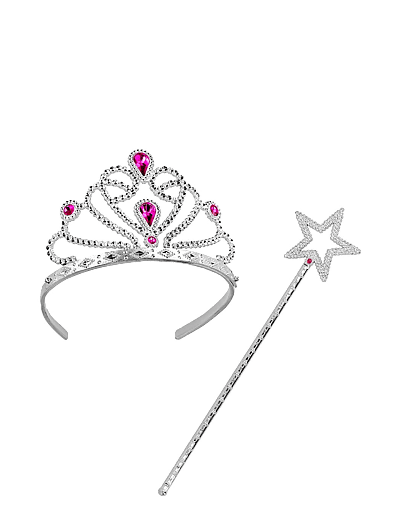IPK Prinsessetillbehör; inkl. krona och trollstav - Maskeraddräkter & Accessoarer - MULTI COLOR / silver