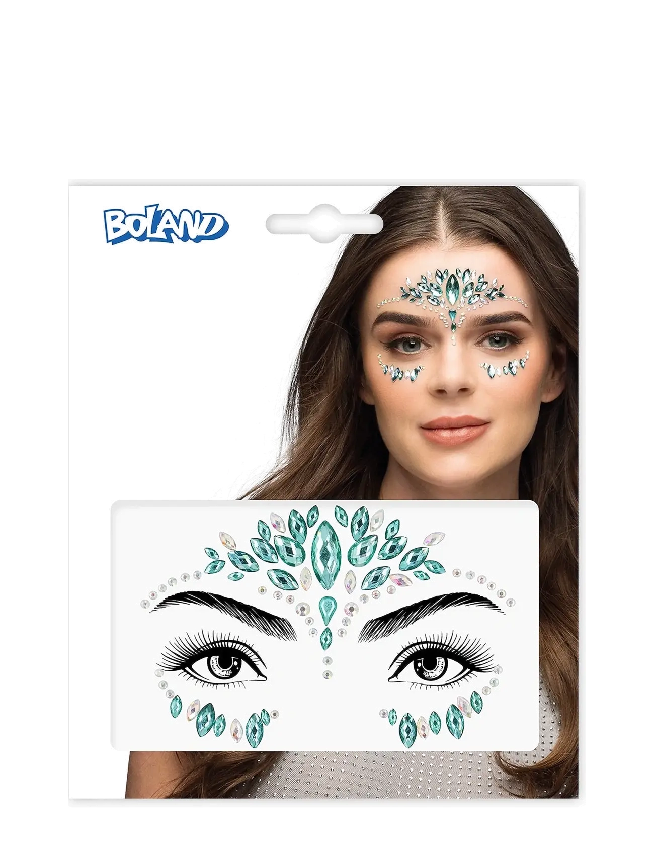 IPK Face Jewels Turquoise - Kostüm-Zubehör - MULTI COLOR / green