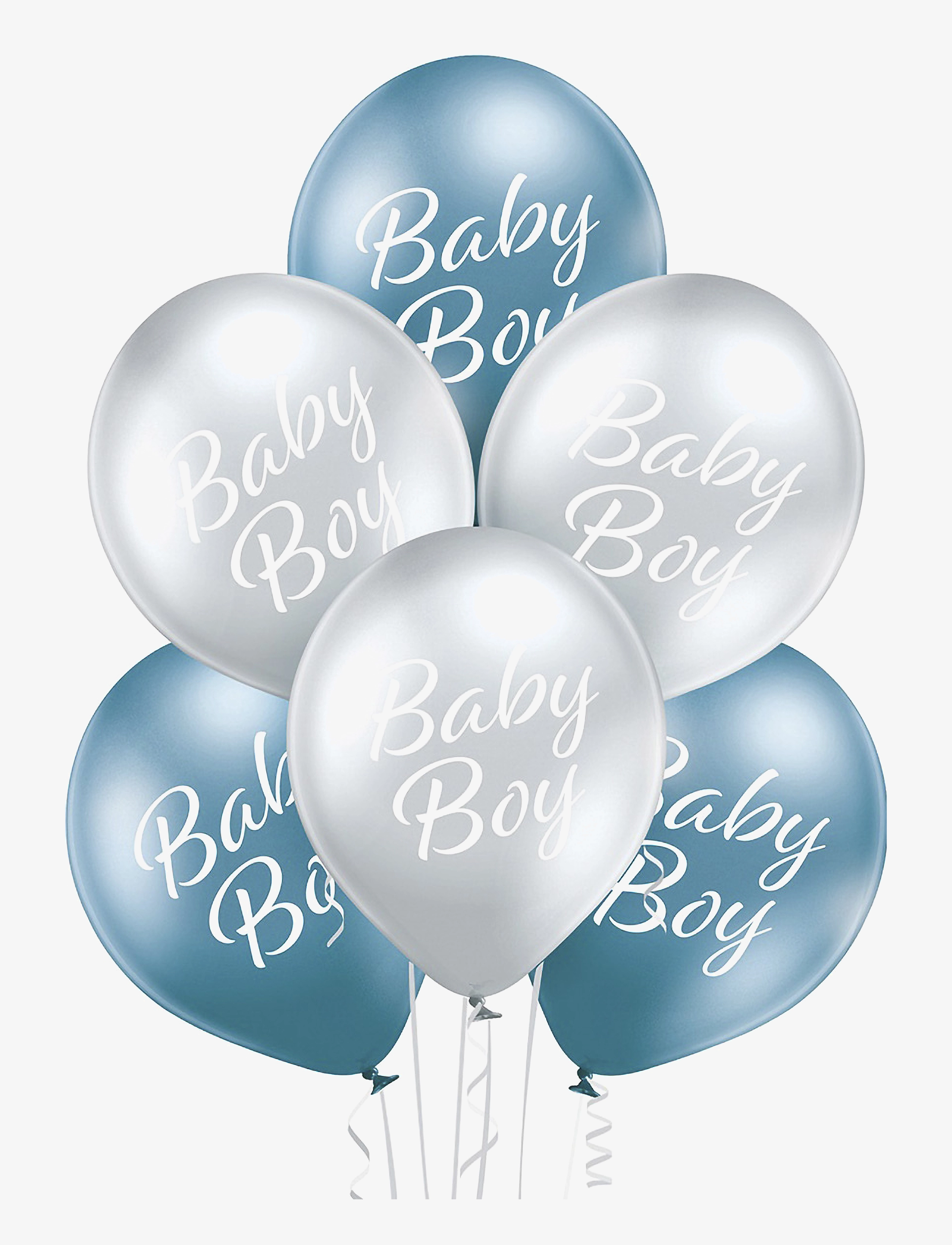 IPK Baby Boy Balloon 30 cm Metallic Chrome 6 Pcs/Pack, One Size, Multi/patterned, Legetøj > Children's Birthday, Børn