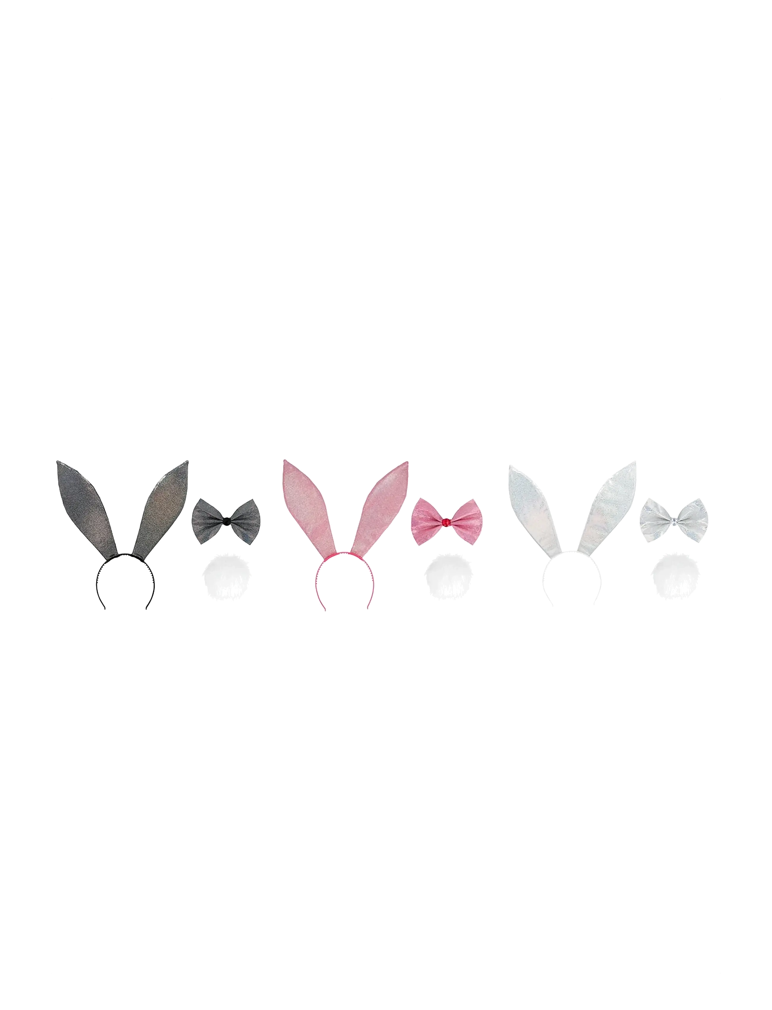 IPK Bunny Accessory Set (Headband, Tail, Bow Tie) 3 Color Options Grau - 0 - Kinder
