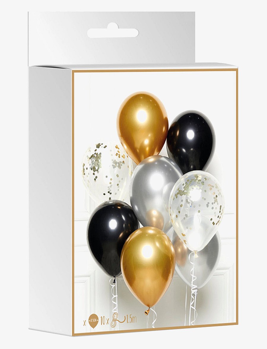 IPK - Balloon arrangement package gold black silver 8 balloons - kinderparty - black - 1