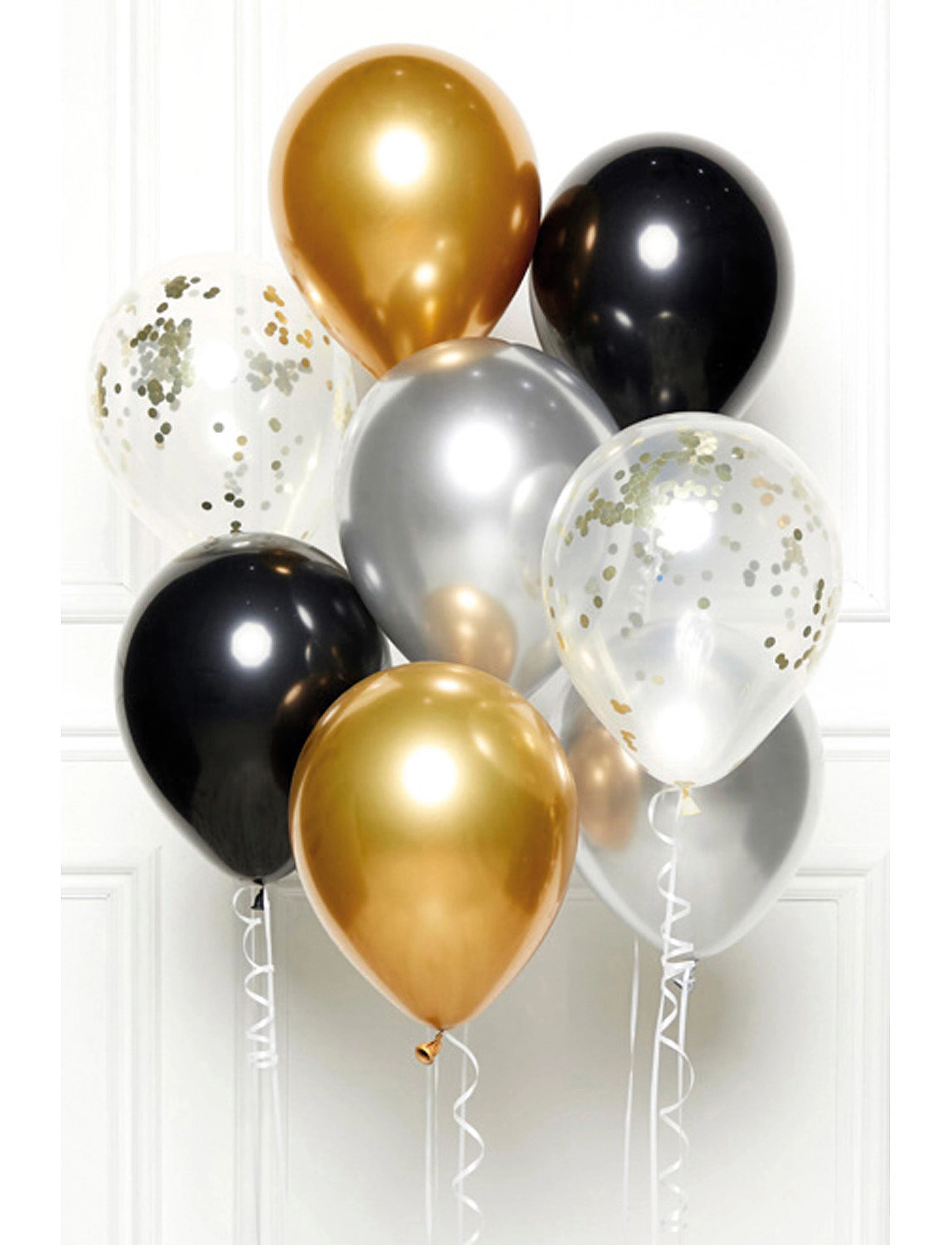 IPK Balloon Arrangement Package Gold Black Silver 8 Balloons, Børn, Children's Birthday, Multi/mønstret, Str: ONE SIZE