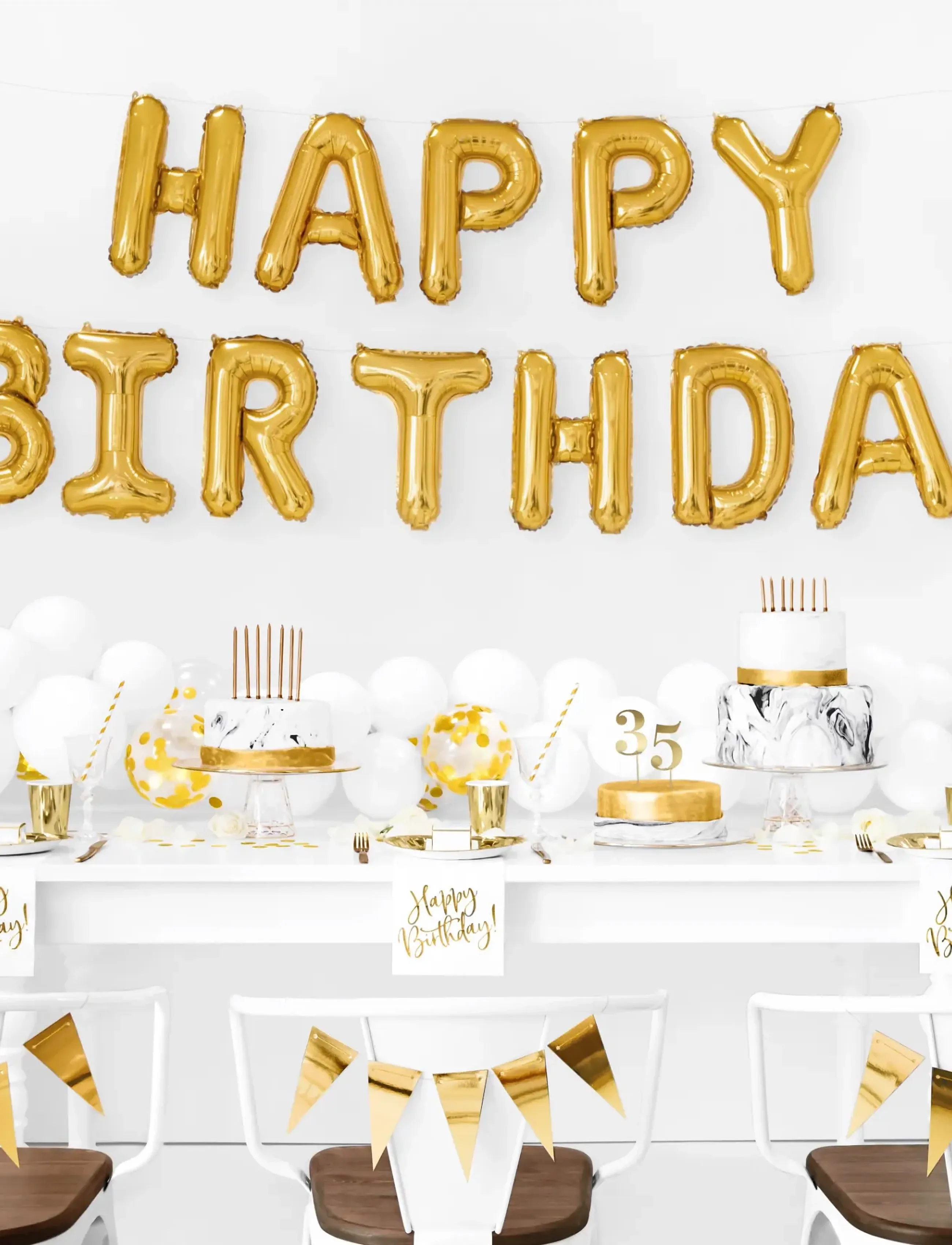 IPK Happy Birthday Letter Foil Balloon Set Gold, Børn, Children's Birthday, Guld, Str: 0