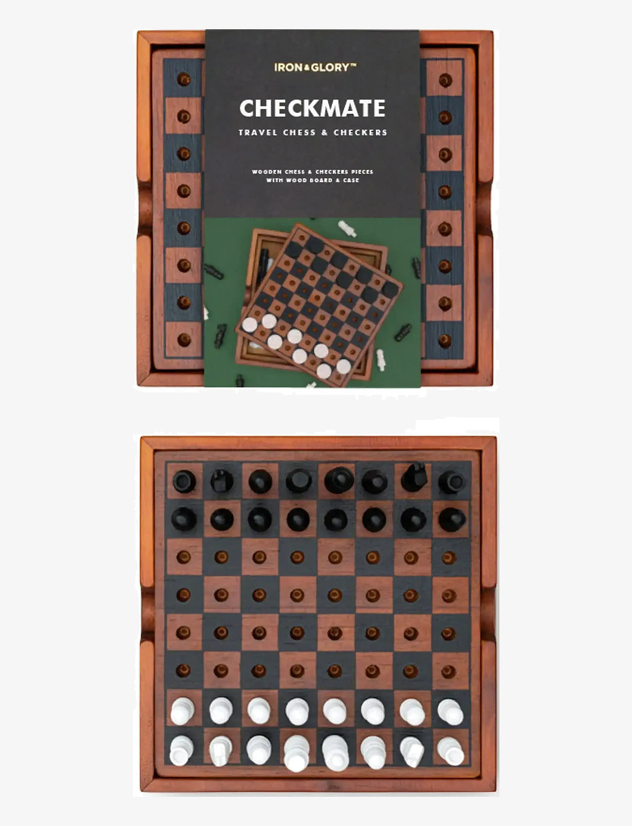 Iron & Glory - Wooden Game Chess & Checker - osta hinna alusel - brown - 1