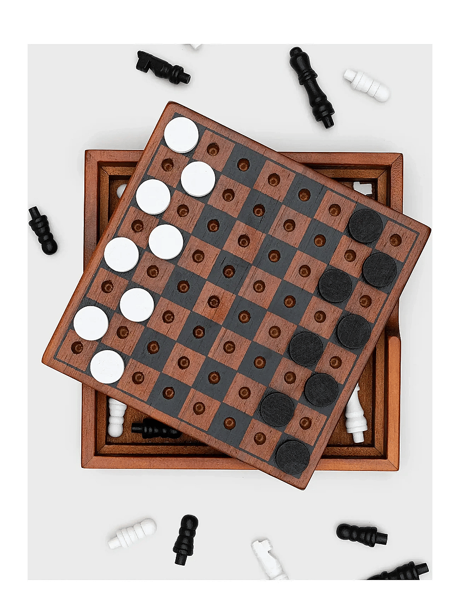 Iron & Glory - Wooden Game Chess & Checker - osta hinna alusel - brown - 4