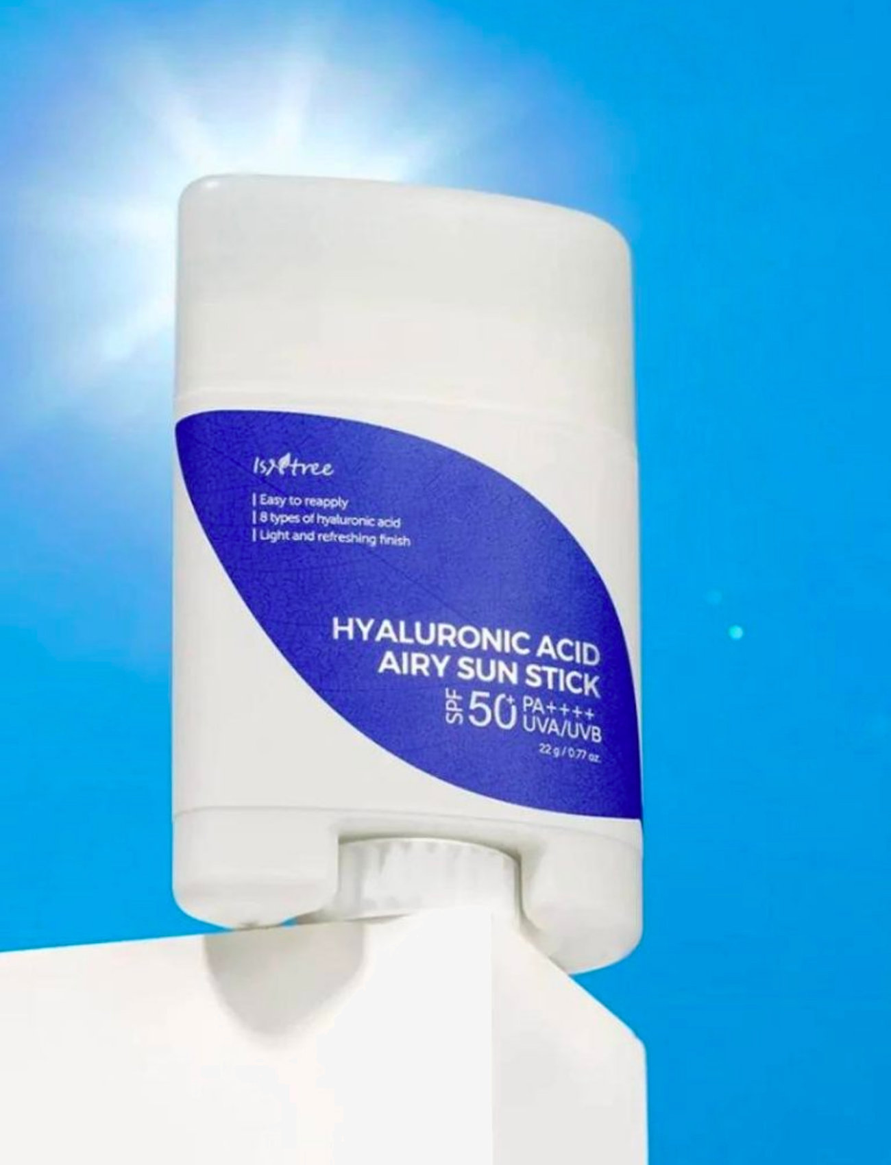 Isntree - Hyaluronic Acid Airy Sun Stick SPF50+ - fyrir andlit - clear - 1