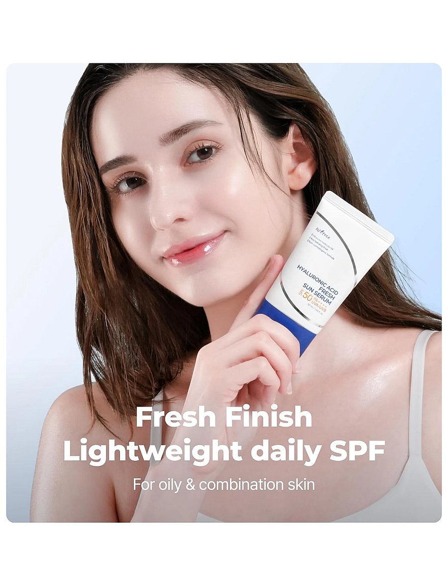 Isntree - Hyaluronic Acid Fresh Sun Serum SPF 50+ PA++++ - til ansigtet - clear - 2