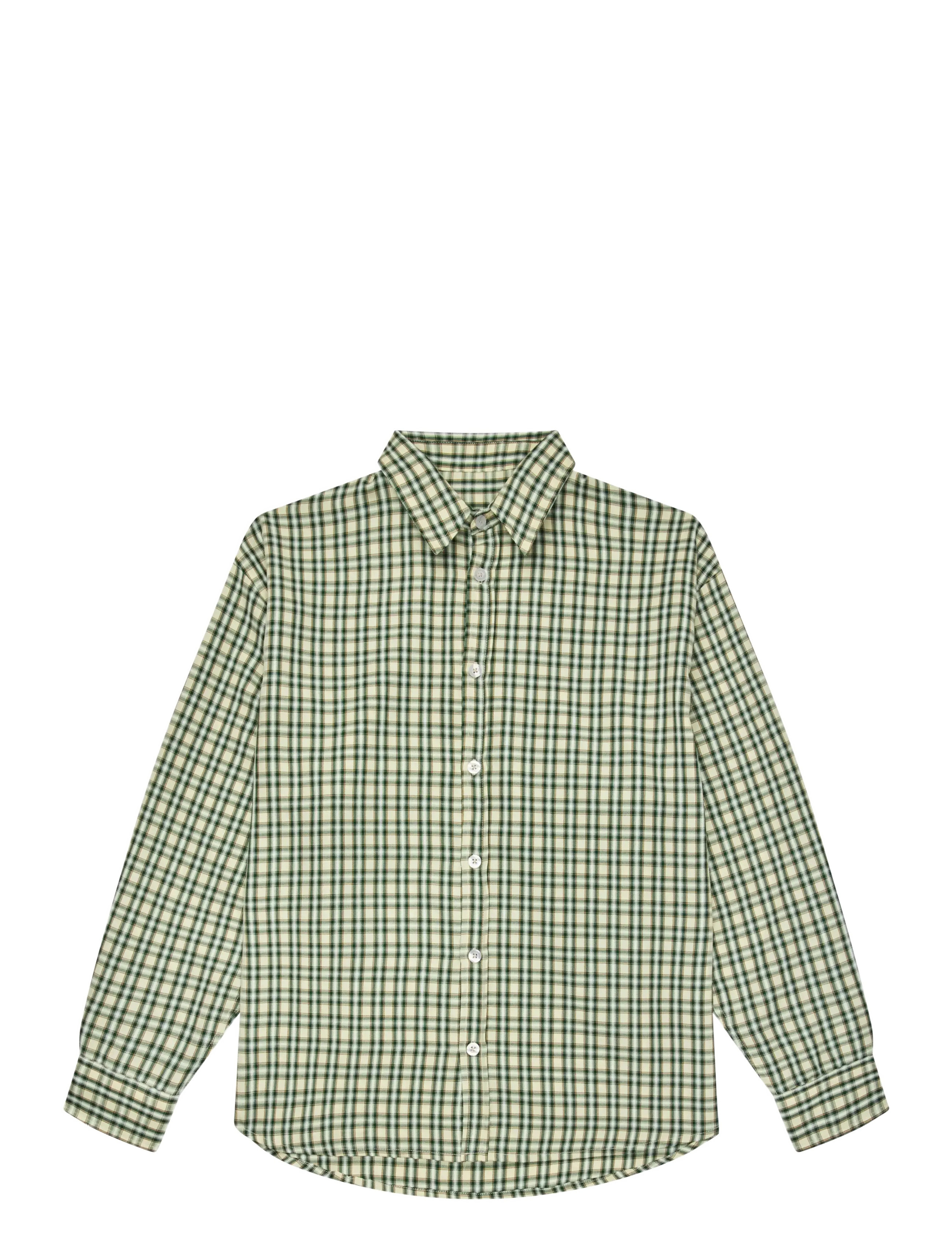 Basement relax Shirt Yellow Check - GREEN
