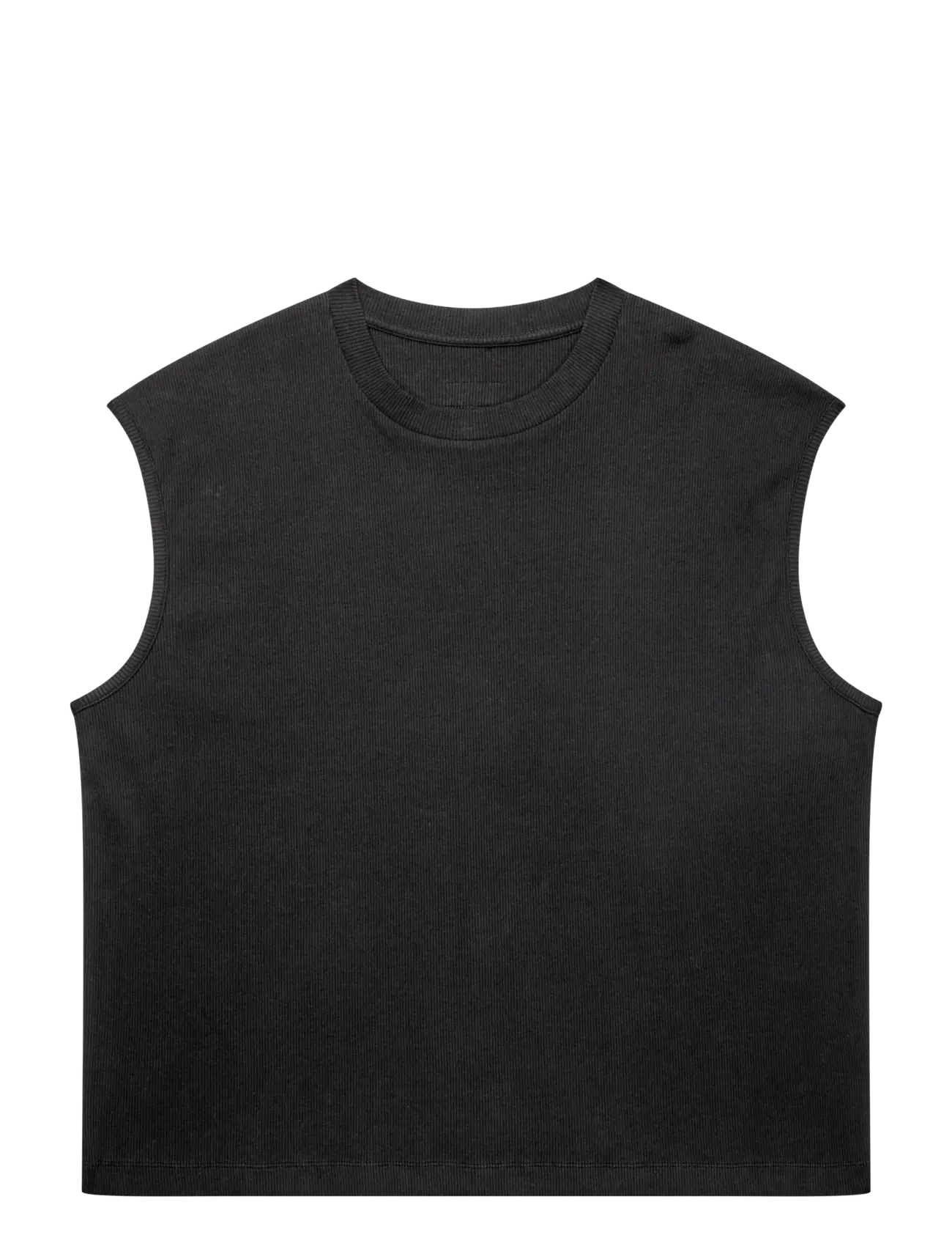 Isnurh Isnurh Relax Rib Tank top - Linnen - BLACK / black