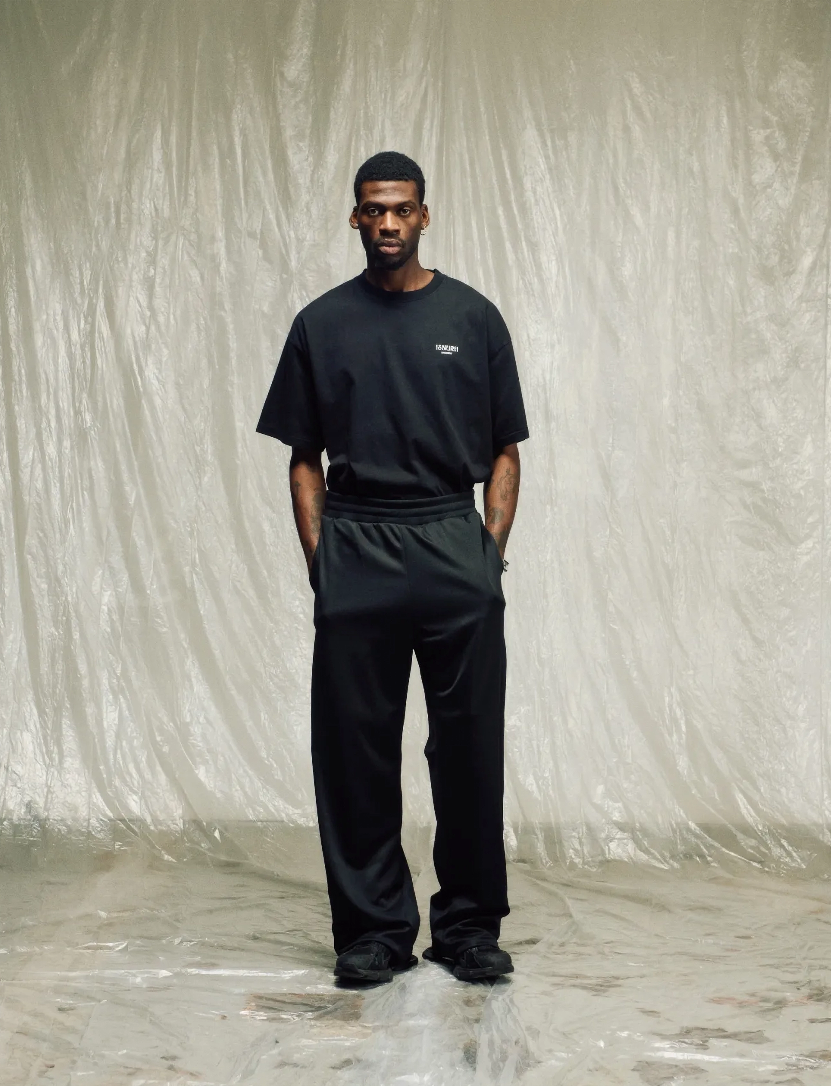 Isnurh Isnurh Basement Wide Trackpants - Back to Basics - BLACK / black
