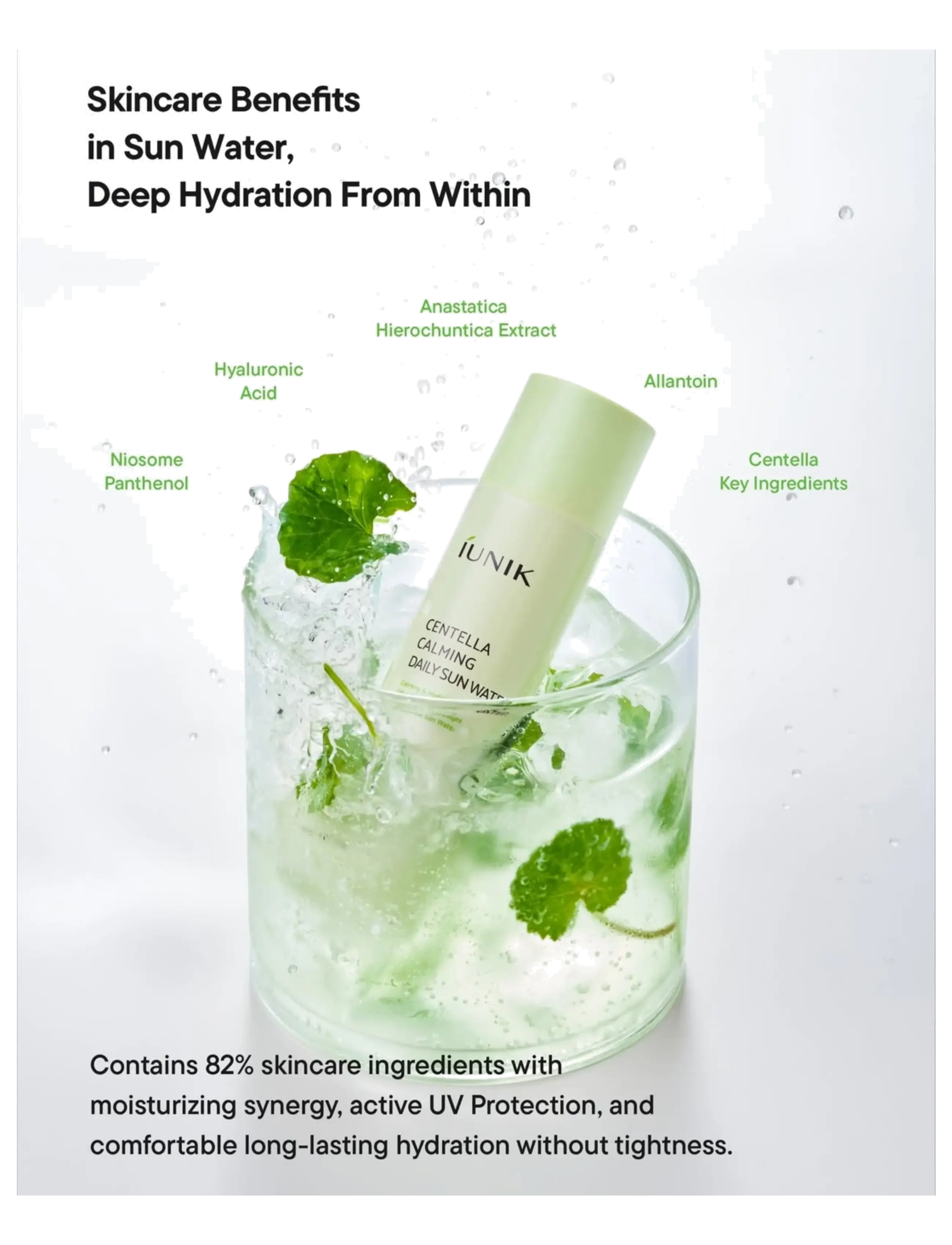 Iunik - Centella Calming Daily Sun Water SPF 50+ - til ansigtet - clear - 4